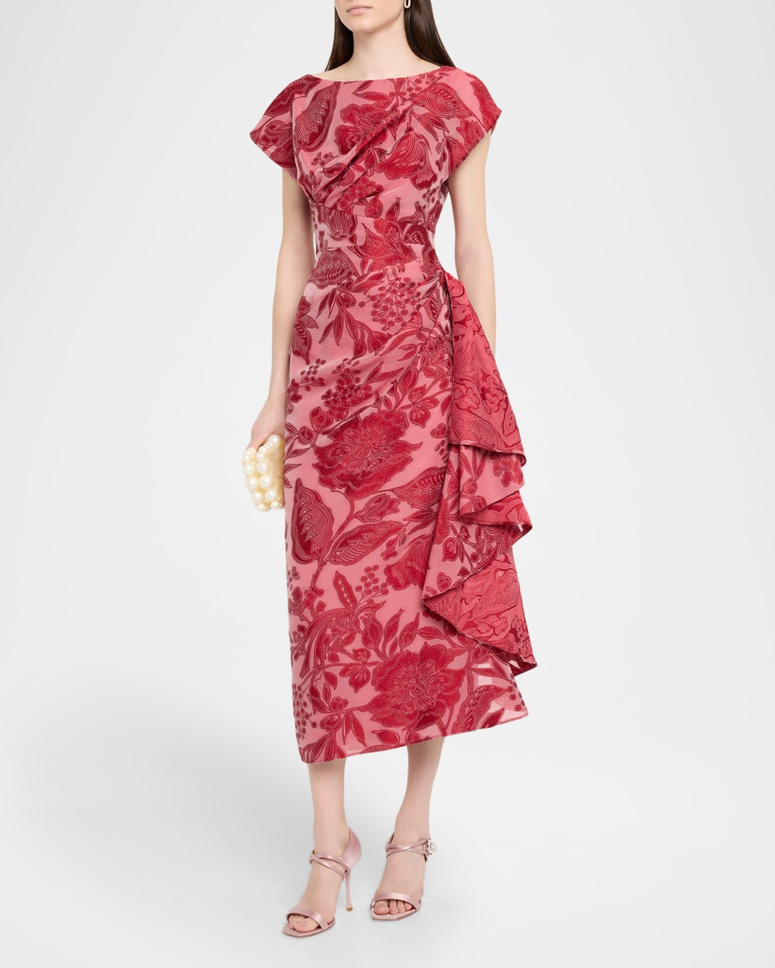 Florence Cap-Sleeve Fil Coupe Tea-Length Dress Product Image