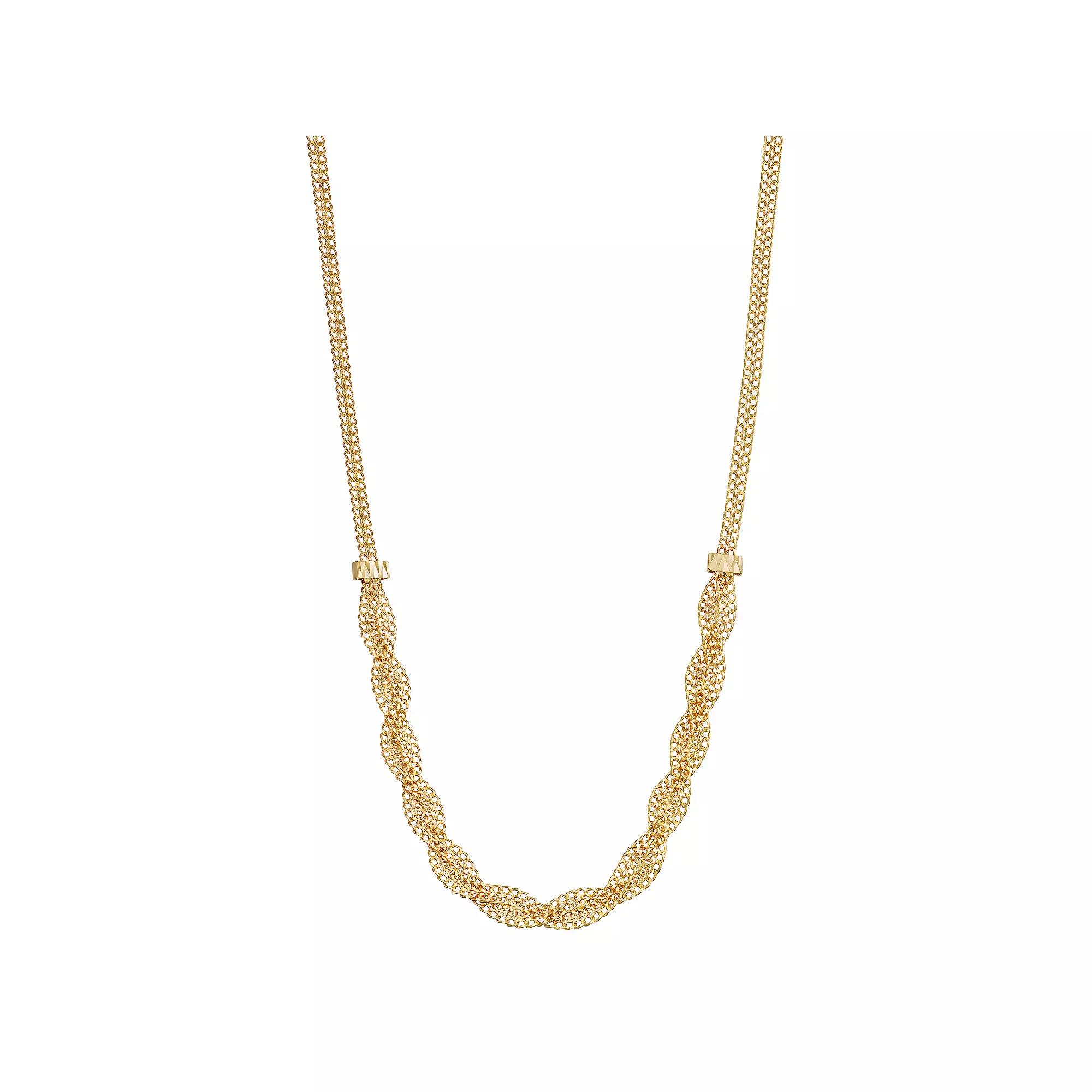 Au Naturale 10k Yellow Gold Fancy Braided Curb Link Necklace, Women's, Size: 17", 10k Gold Product Image