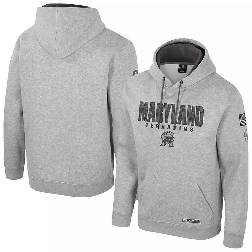Men's Colosseum Heather Gray Maryland Terrapins Oorah OHT Military Appreciation Pullover Hoodie, Size: Large, Grey Product Image