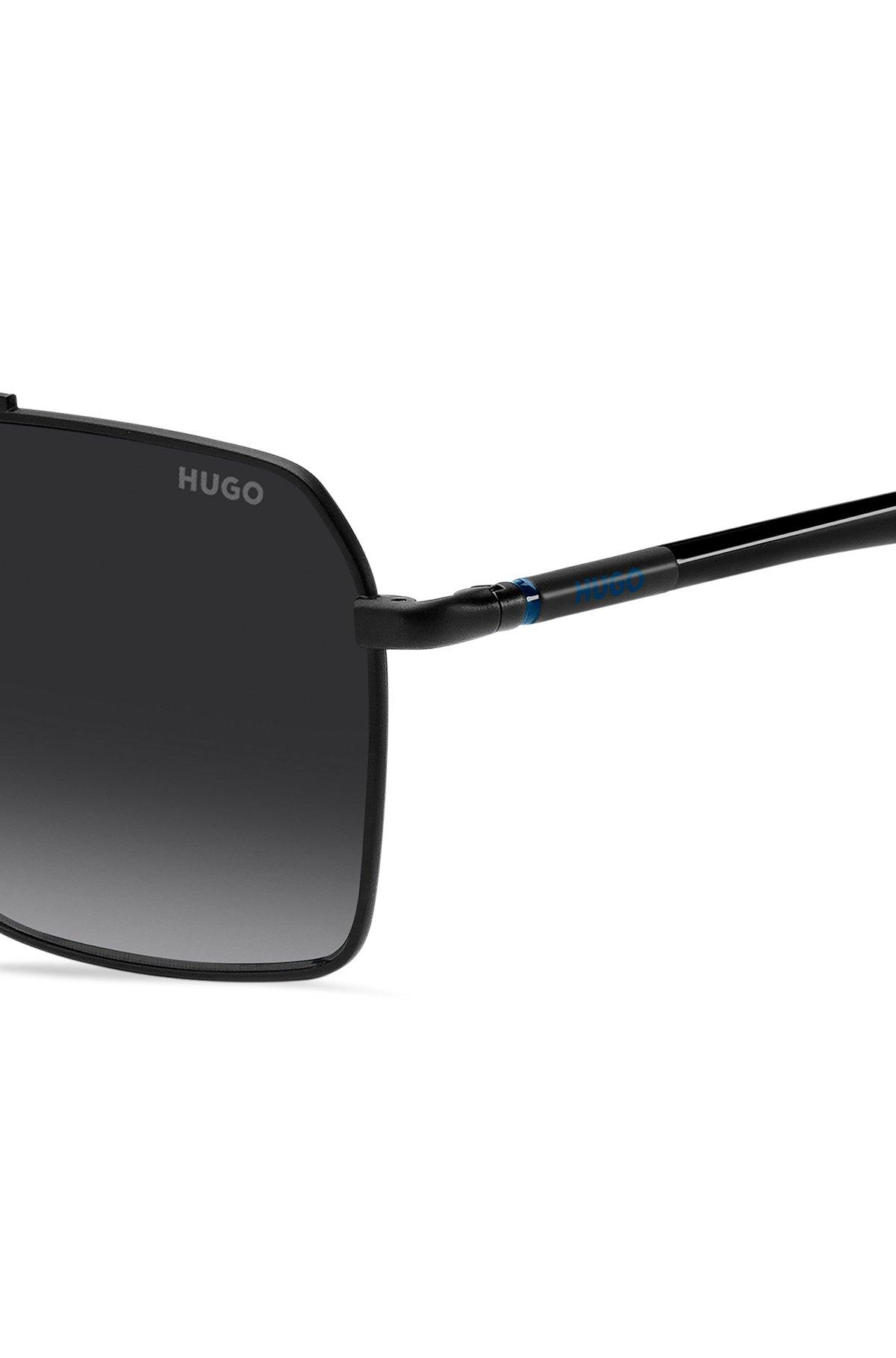 Double-bridge sunglasses in black and blue Product Image