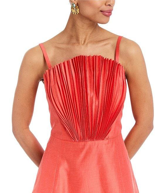 Mestiza New York Scallopini Linen Blend Organza Strapless Sleeveless Pleated Bodice A-Line Mini Dress Product Image