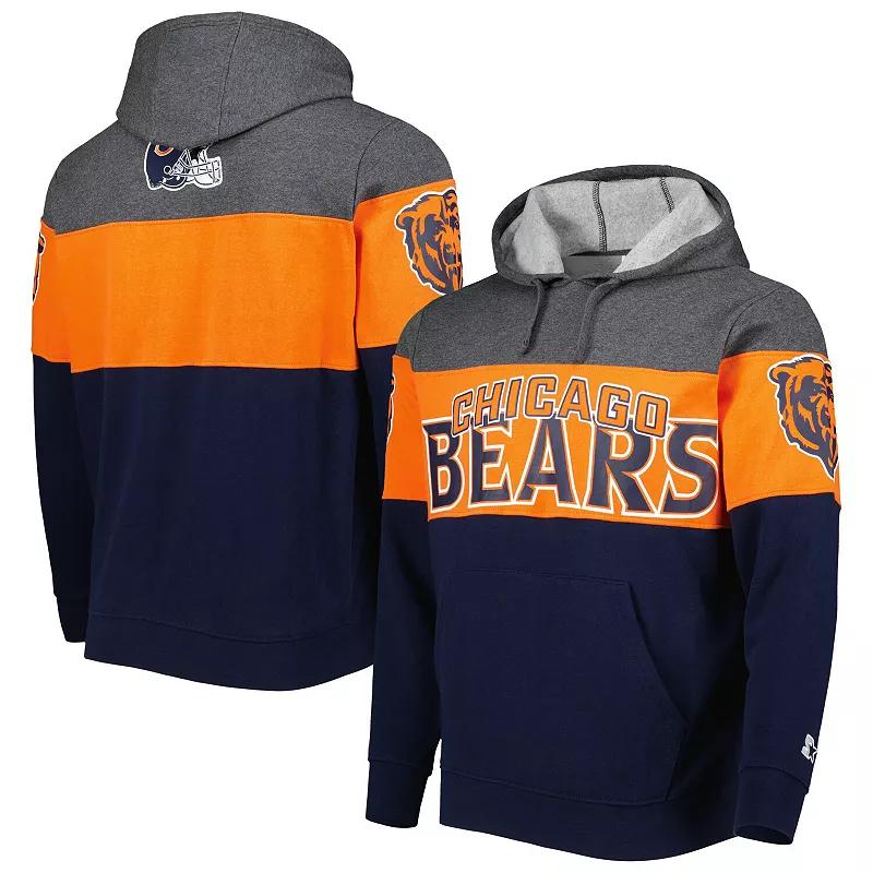 Men's Starter Navy/Heather Charcoal Chicago Bears Extreme Pullover Hoodie, Size: Medium Product Image