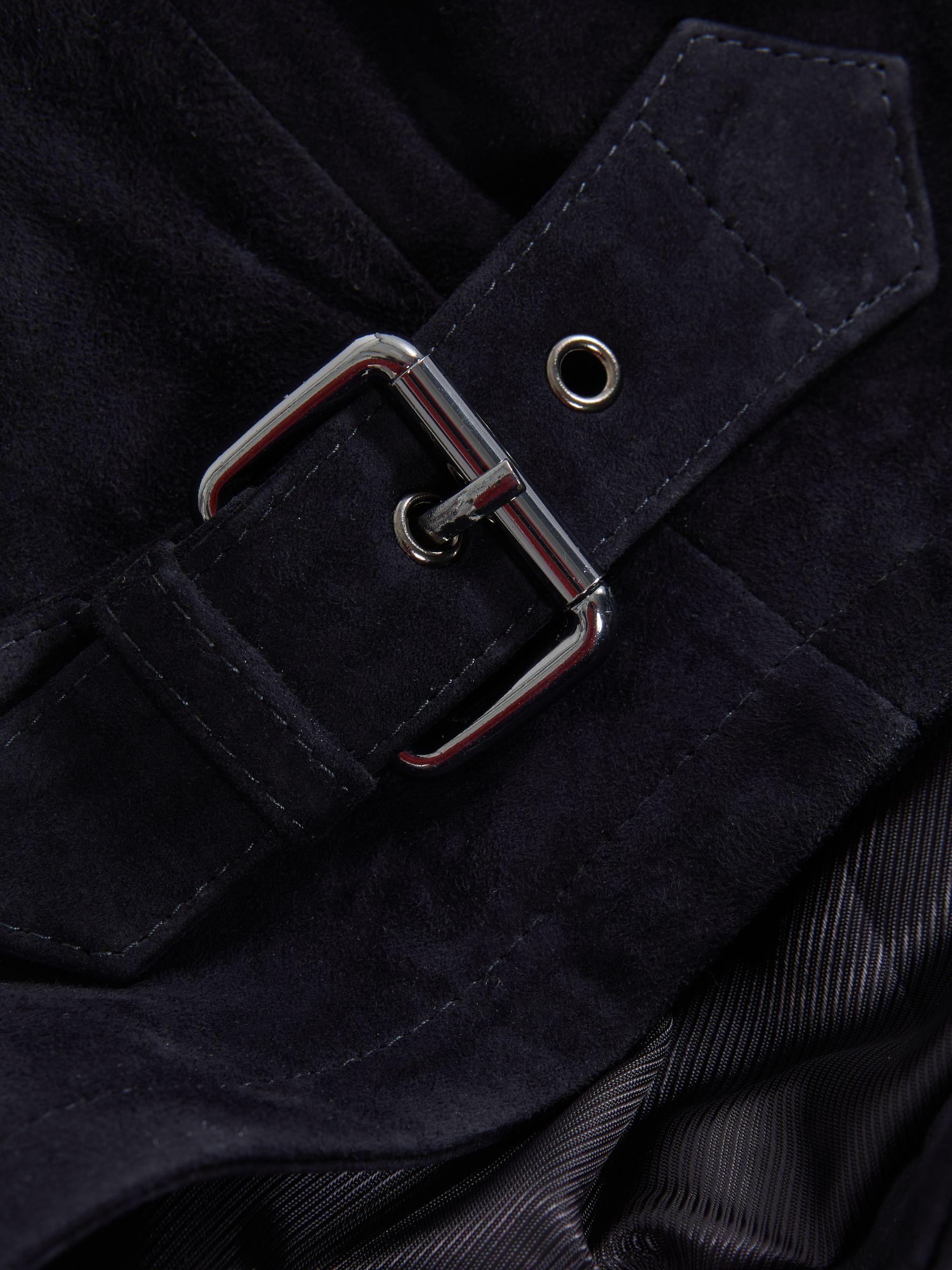 Atelier Metis Suede Zip-Through Jacket in Navy Product Image