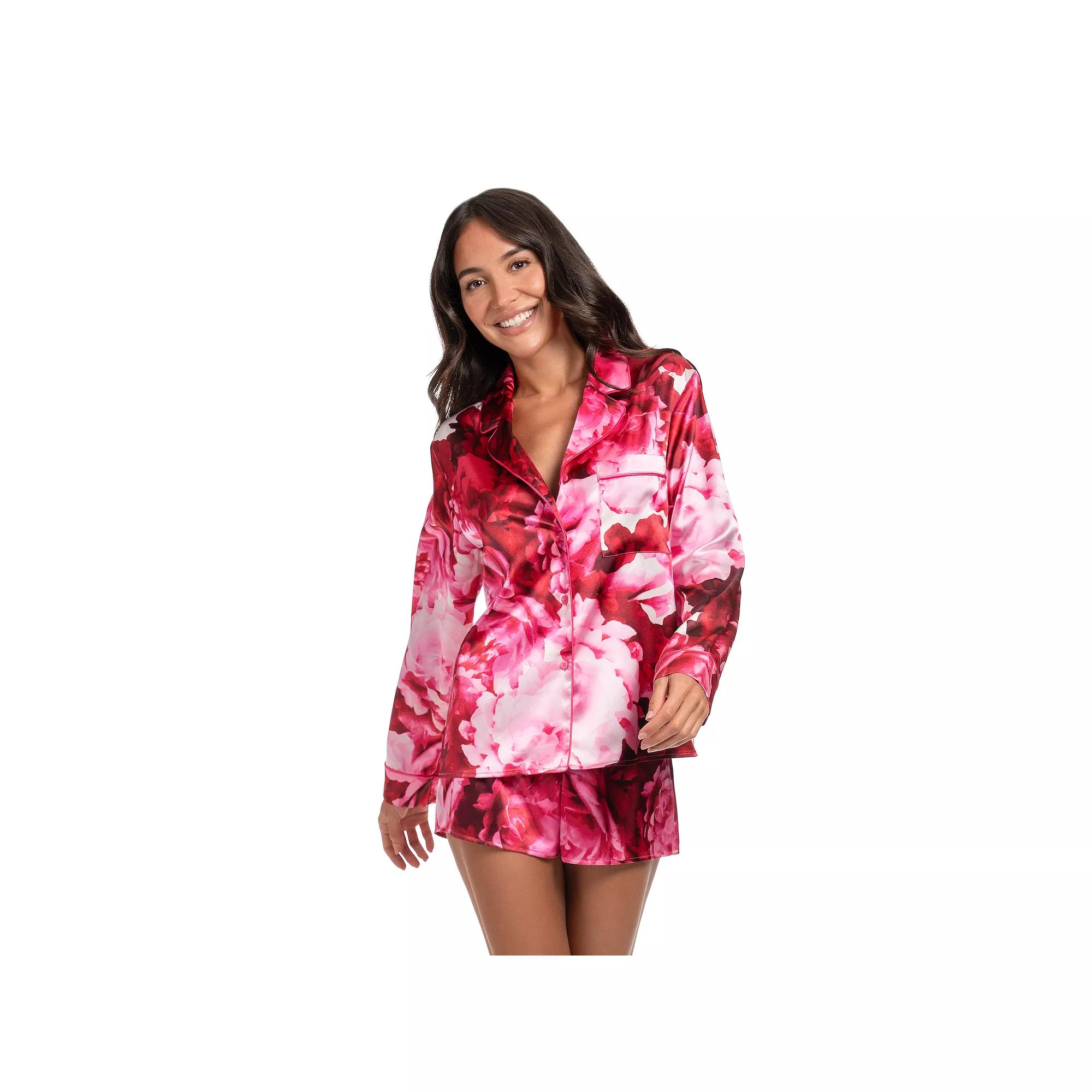 Women's Lilac+London 2-Piece Pajama Top & Pajama Shorts Set, Size: XXL, Floral Print Product Image