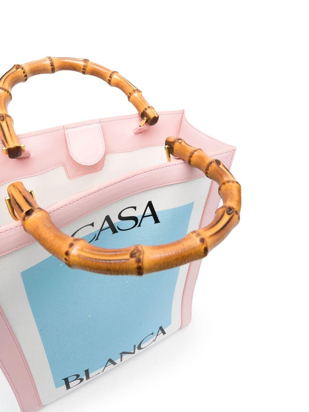 logo-print bamboo-handle tote bag Product Image