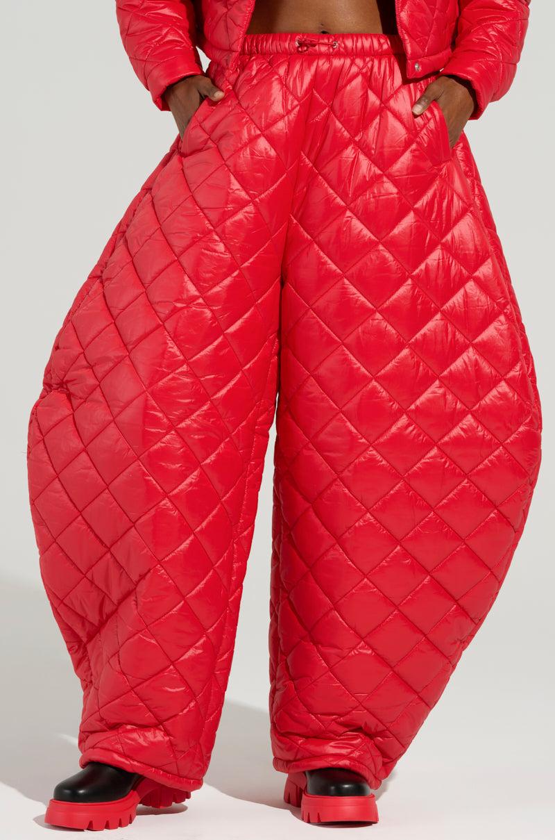 VIVI OVERSIZED PUFFER PANTS IN RED Product Image