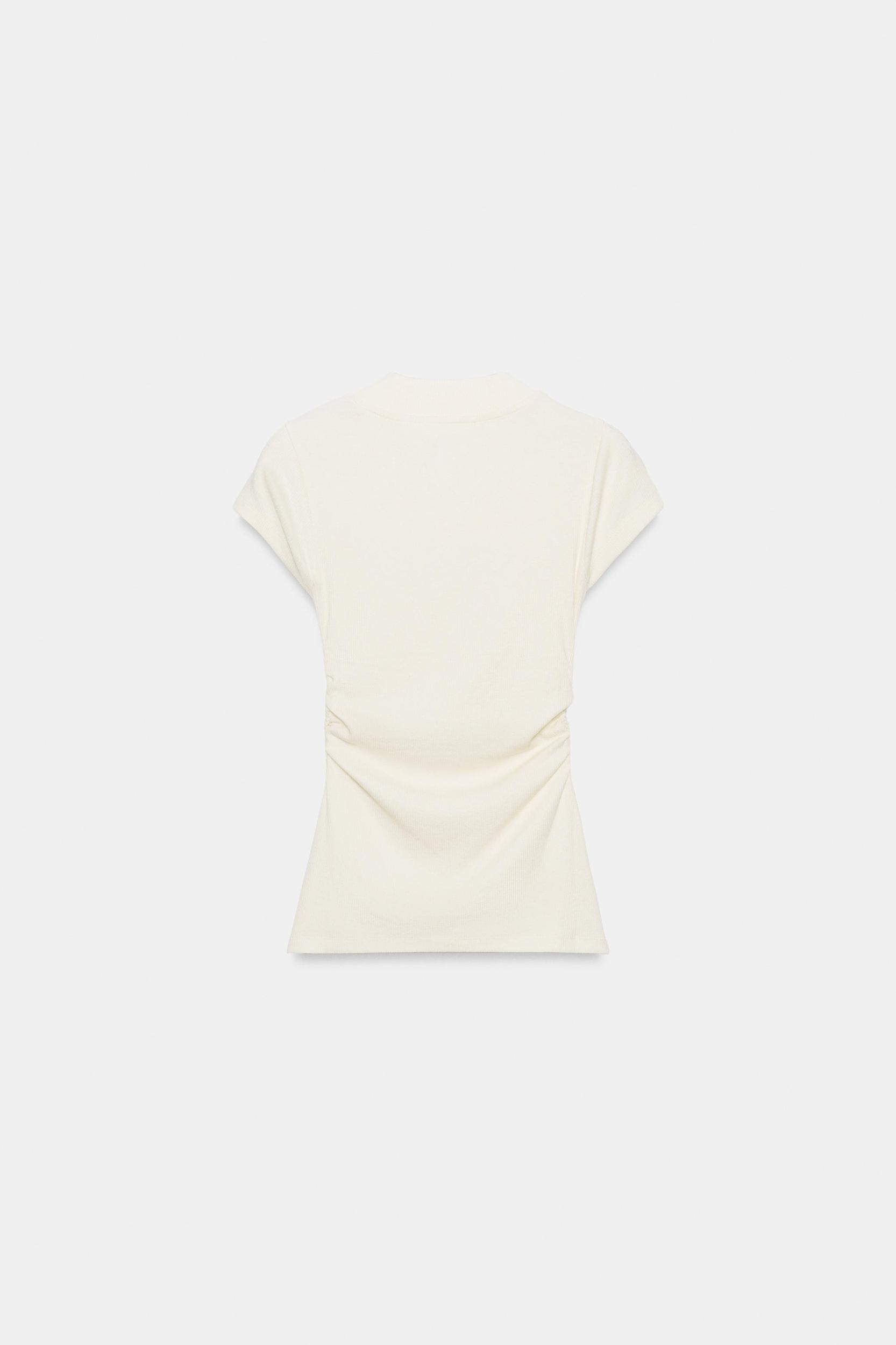 DRAPED LINEN BLEND T-SHIRT Product Image
