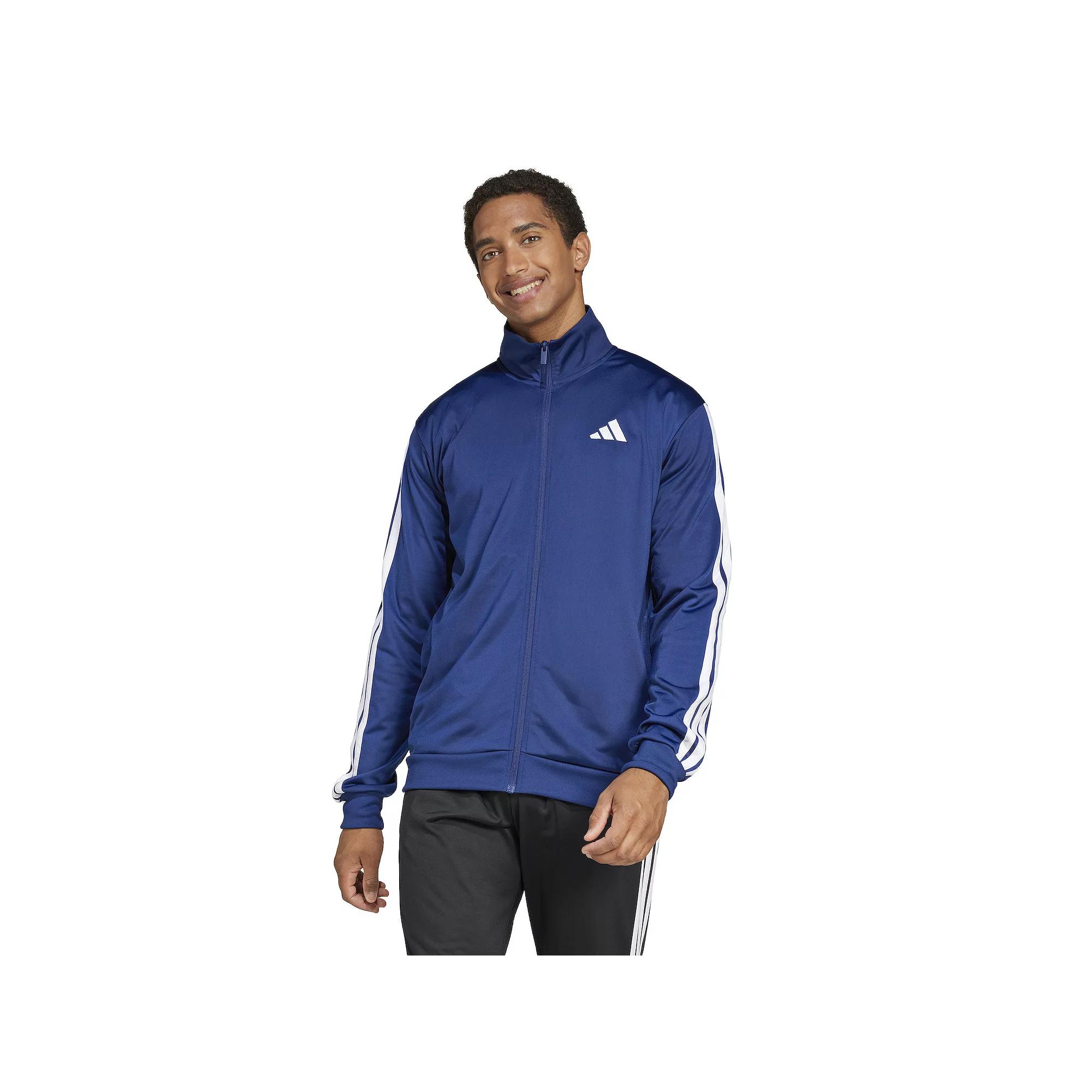 Big & Tall adidas 3-Stripes Tricot Sportswear Zip Front Track Top, Men's, Size: XXL Tall, Dark Blue Product Image