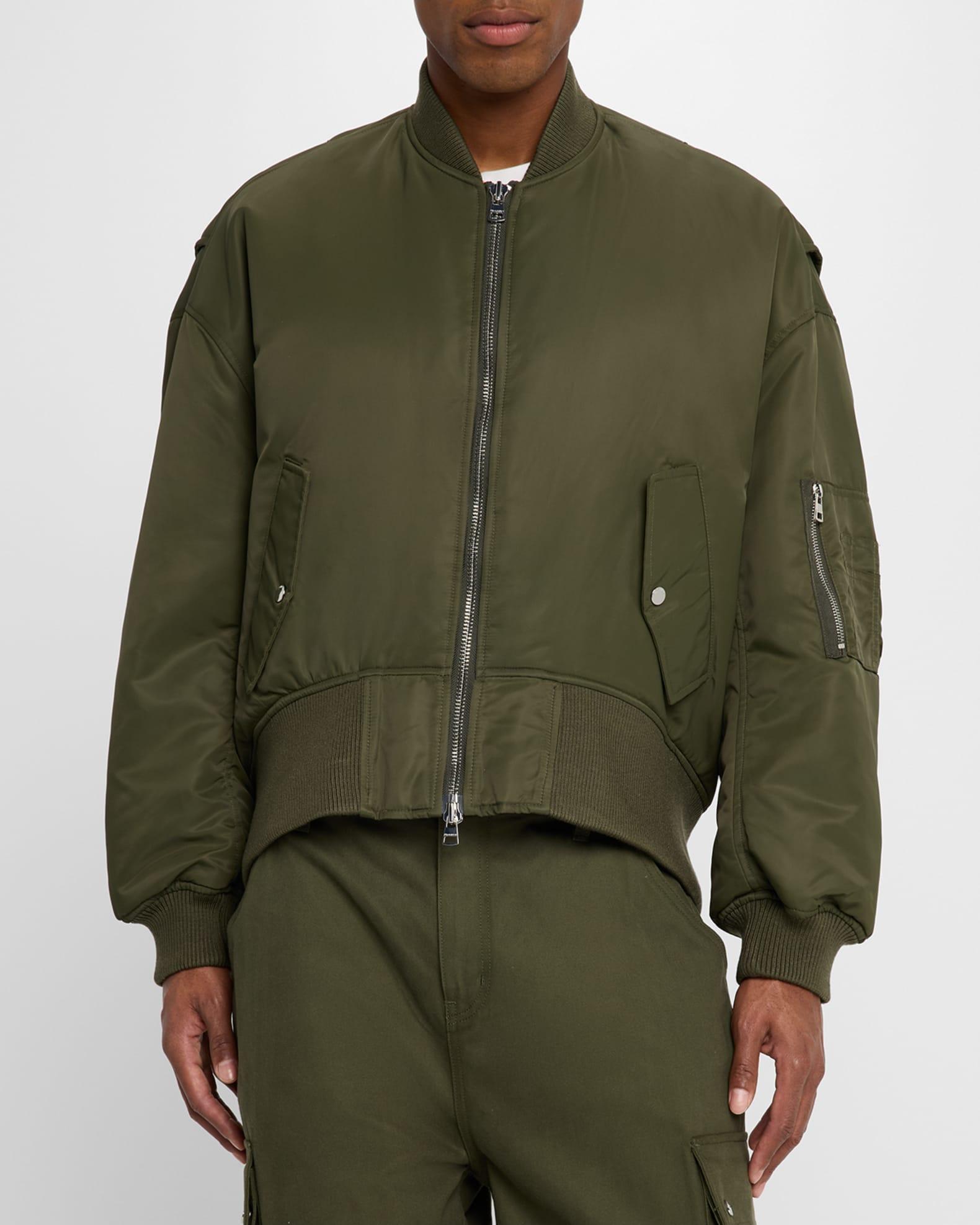 Men's Oversized Curved-Hem Bomber Jacket Product Image