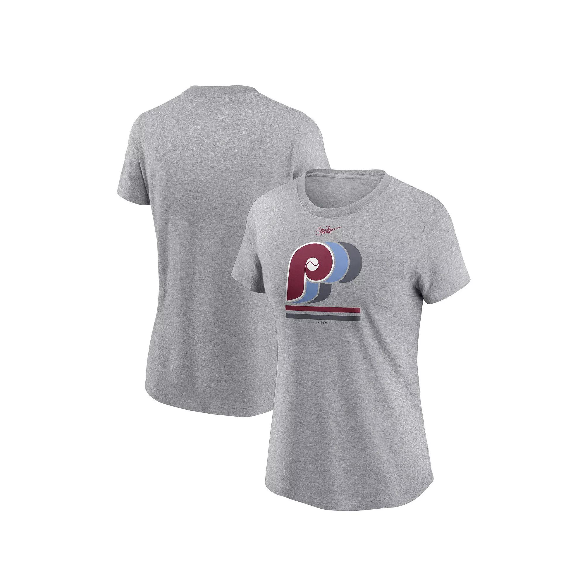 Women's Nike  Heather Gray Philadelphia Phillies Logo T-Shirt, Size: Small, Grey Product Image
