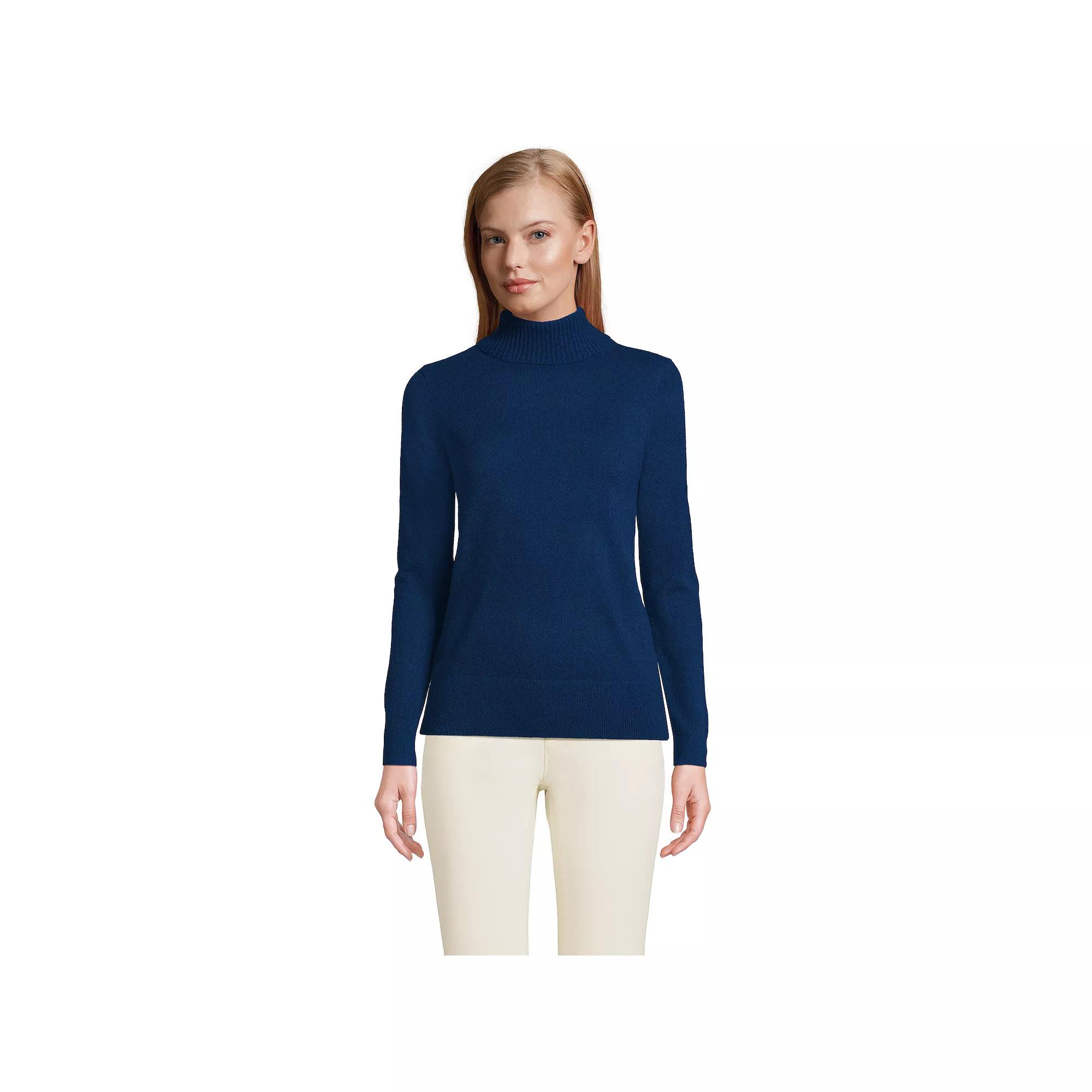 Petite Lands' End Cashmere Turtleneck Sweater, Women's, Size: Large Petite, Fresh Ivory Rainbow Product Image