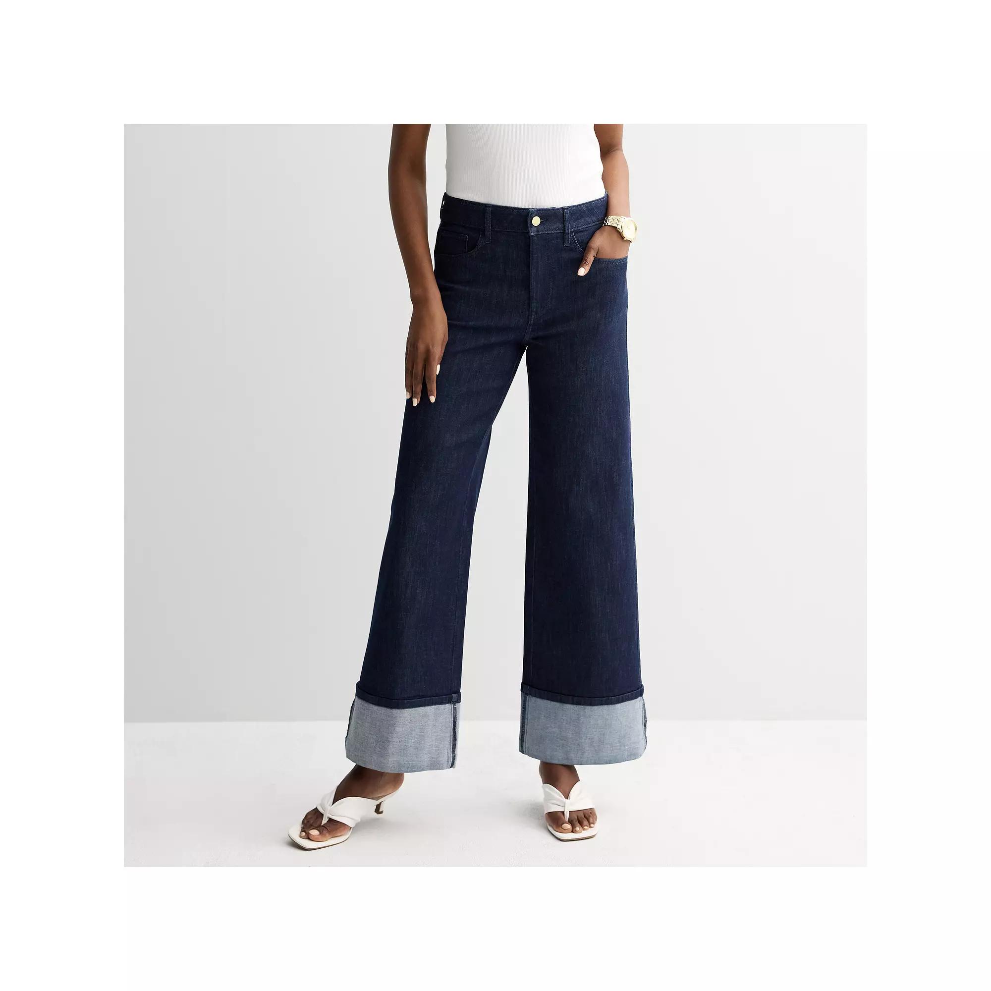 Women's Nine West High-Rise Cuffed Wide Leg Jeans,  Product Image