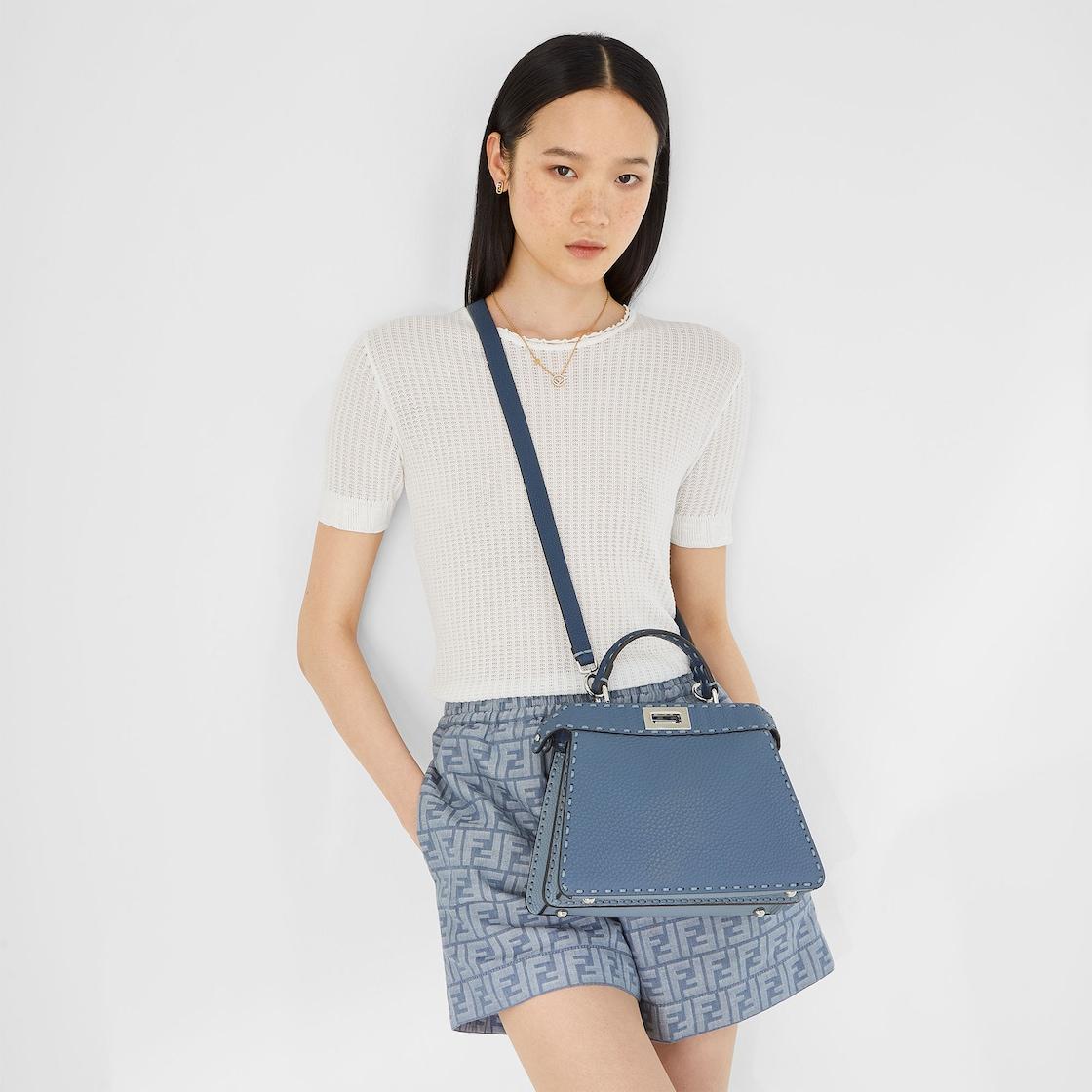 Peekaboo ISeeU SmallMulticolor Selleria bag with 556 hand-sewn topstitches Product Image