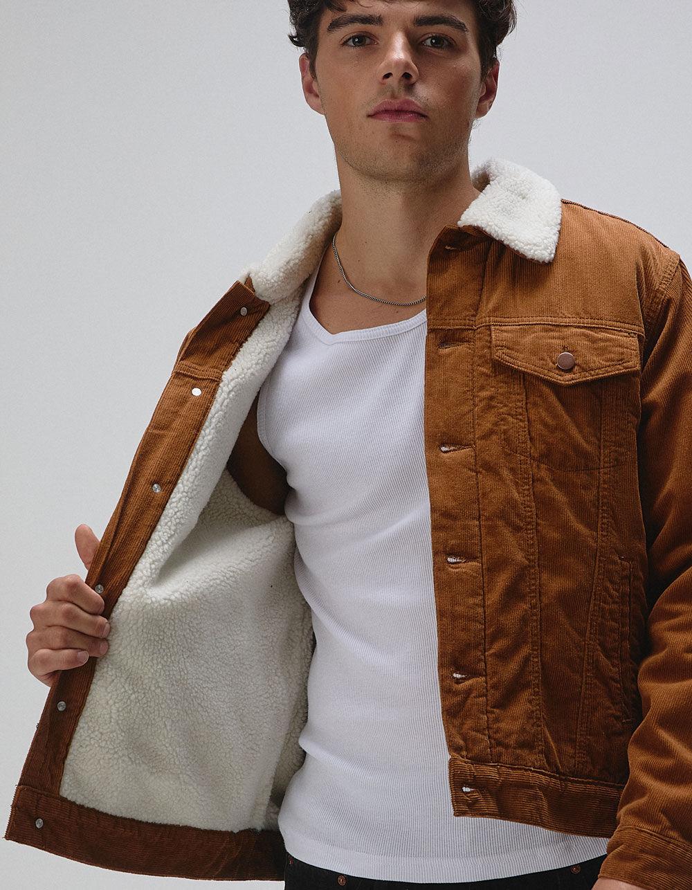 RSQ Mens Corduroy Sherpa Trucker Jacket - TAN Product Image