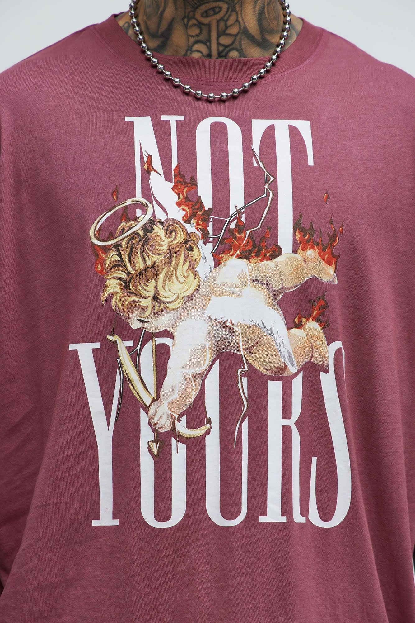 Not Yours Oversized Short Sleeve Tee - Burgundy Product Image