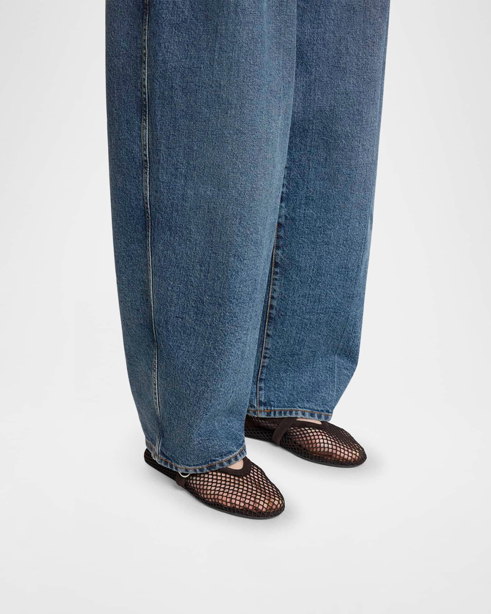 Mesh Mary Jane Suede Ballerina Flats Product Image