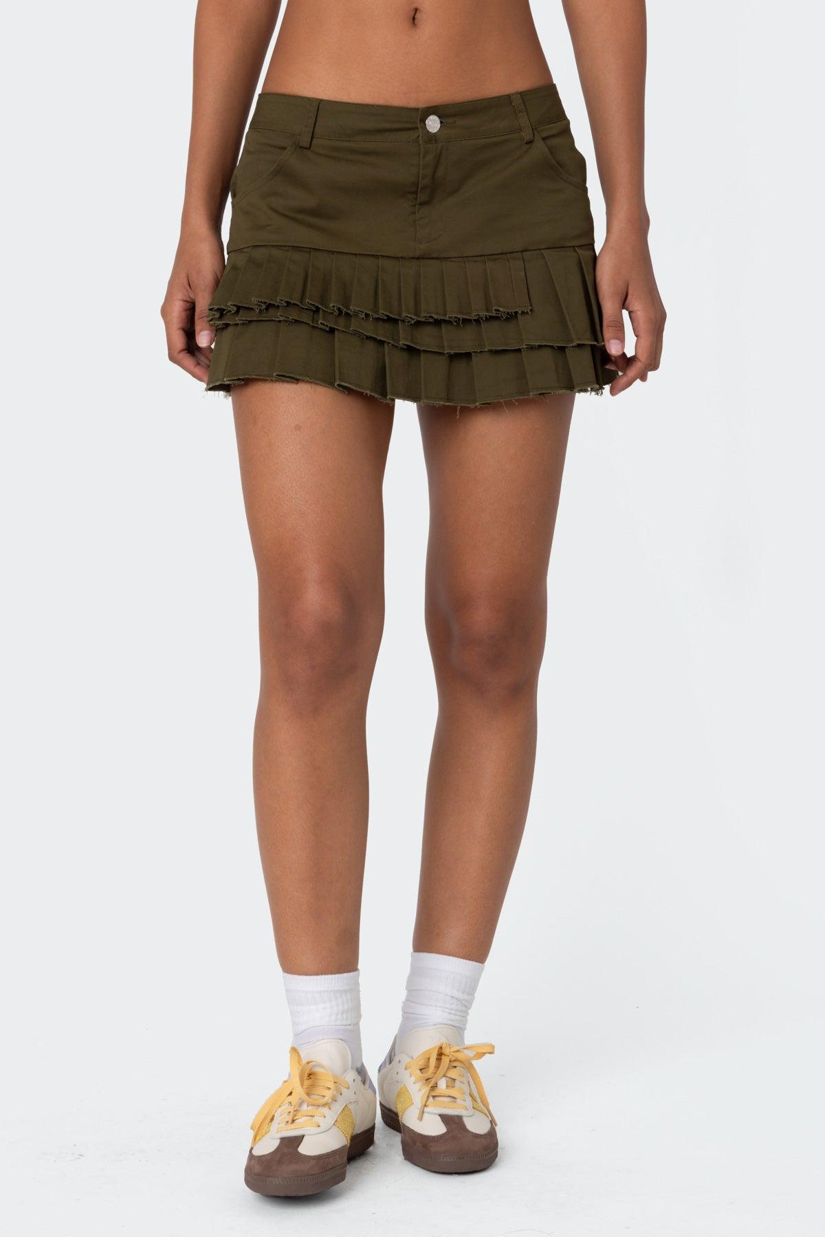 Layered Pleats Mini Skirt Product Image
