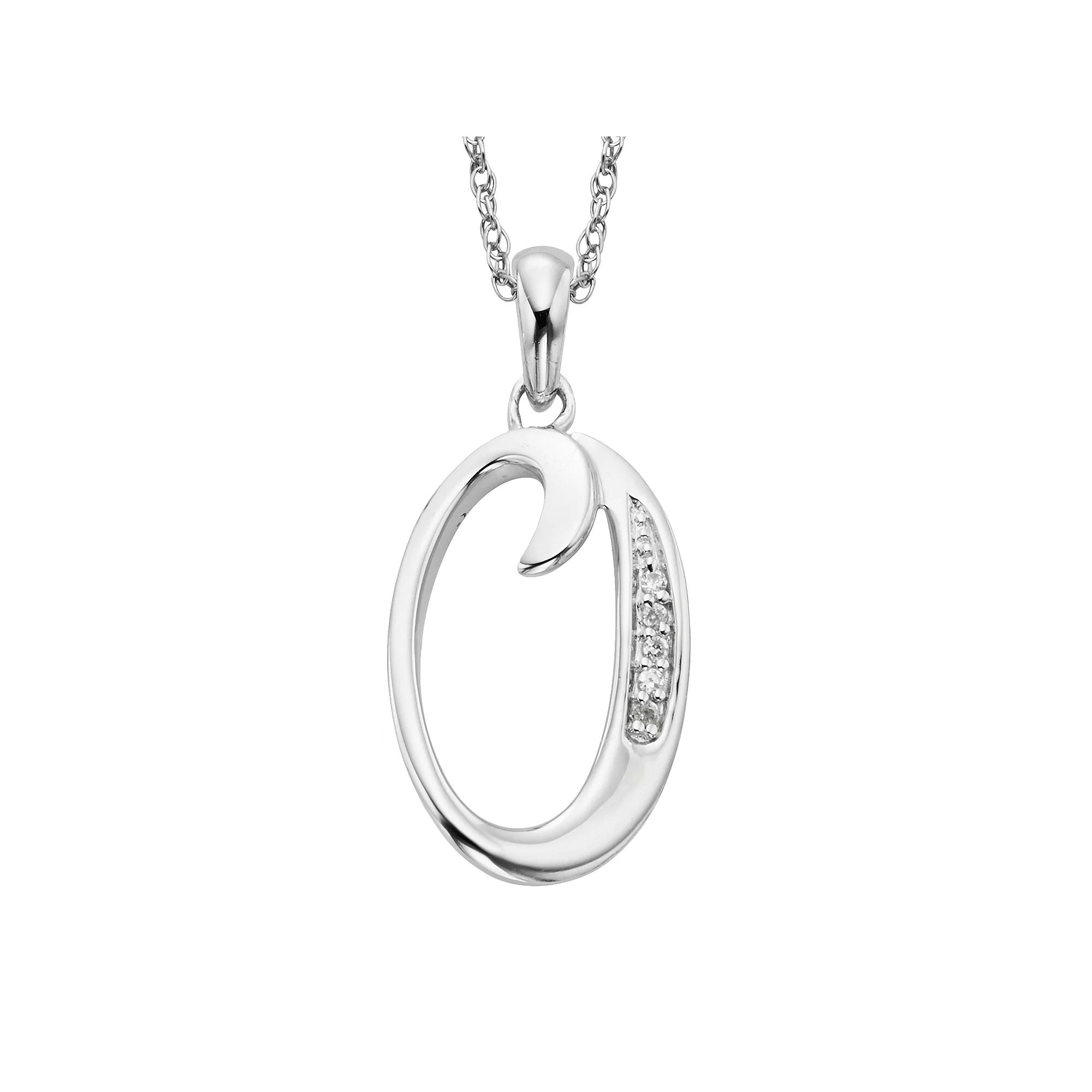 Sterling Silver Diamond Accent Initial Pendant, Women's,  Product Image