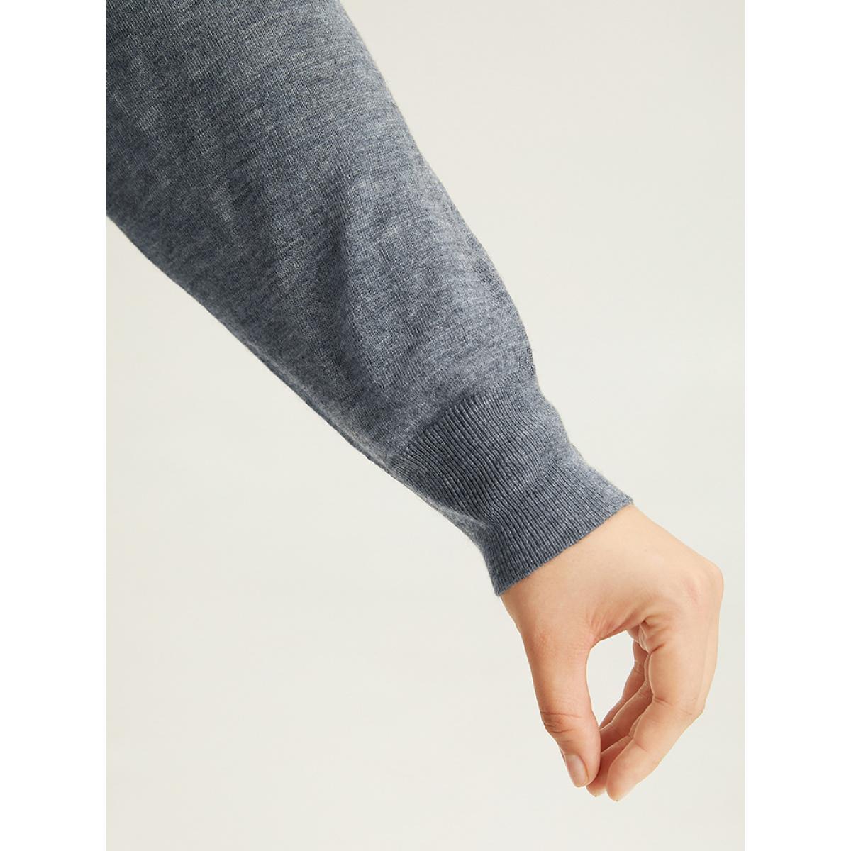 Plus Size Supersoft Essentials Heather Pearl Beaded V Neck Pullover SlateGray Women Casual Loose Long Sleeve V-neck Dailywear Pullovers BloomChic 22-24/3X Product Image