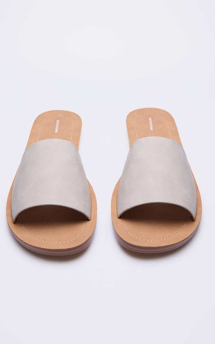Stone Pu Round Toe Basic Mule Flat Sandals Product Image
