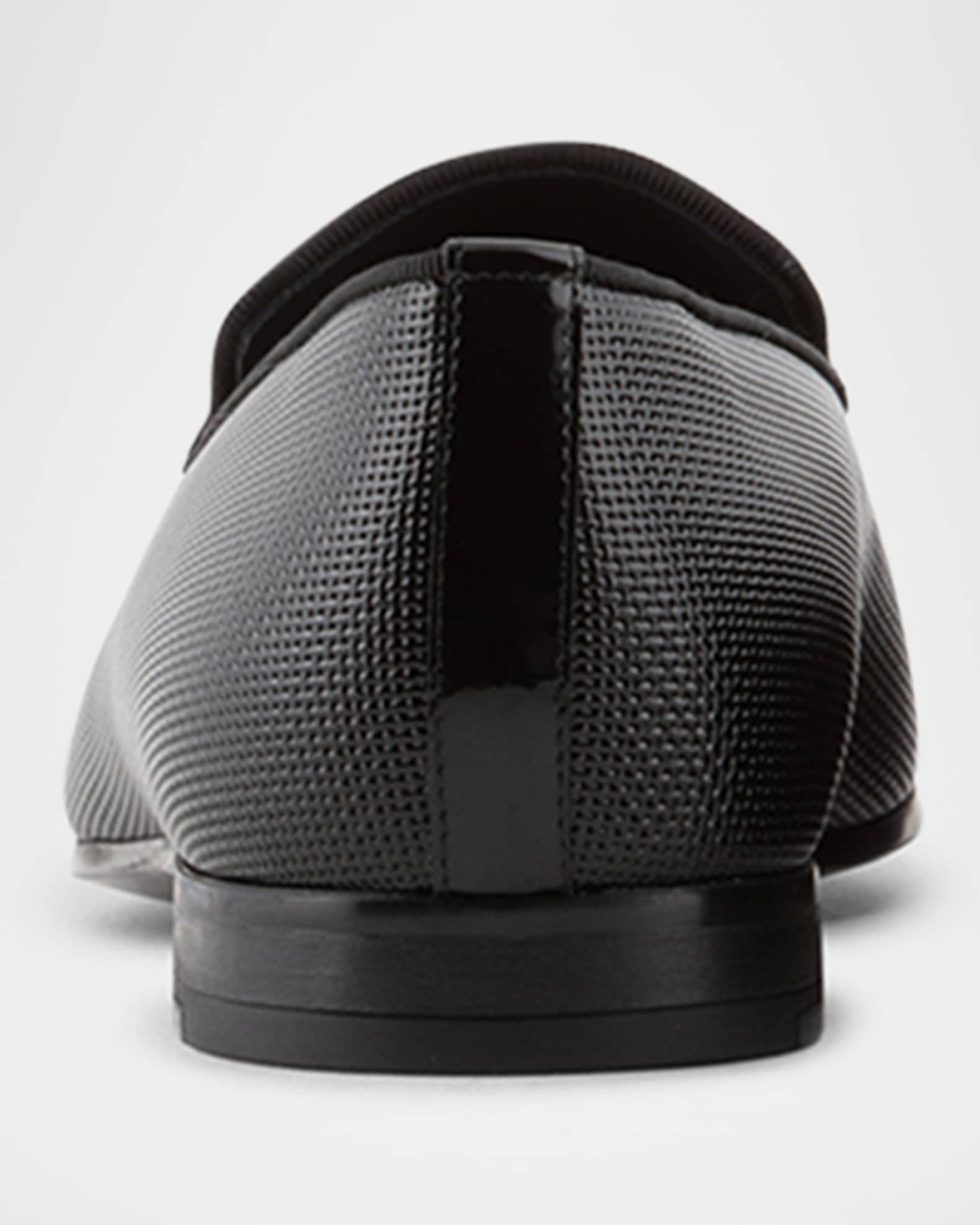 Men's Textured Leather Grosgrain-Trim Loafers Product Image