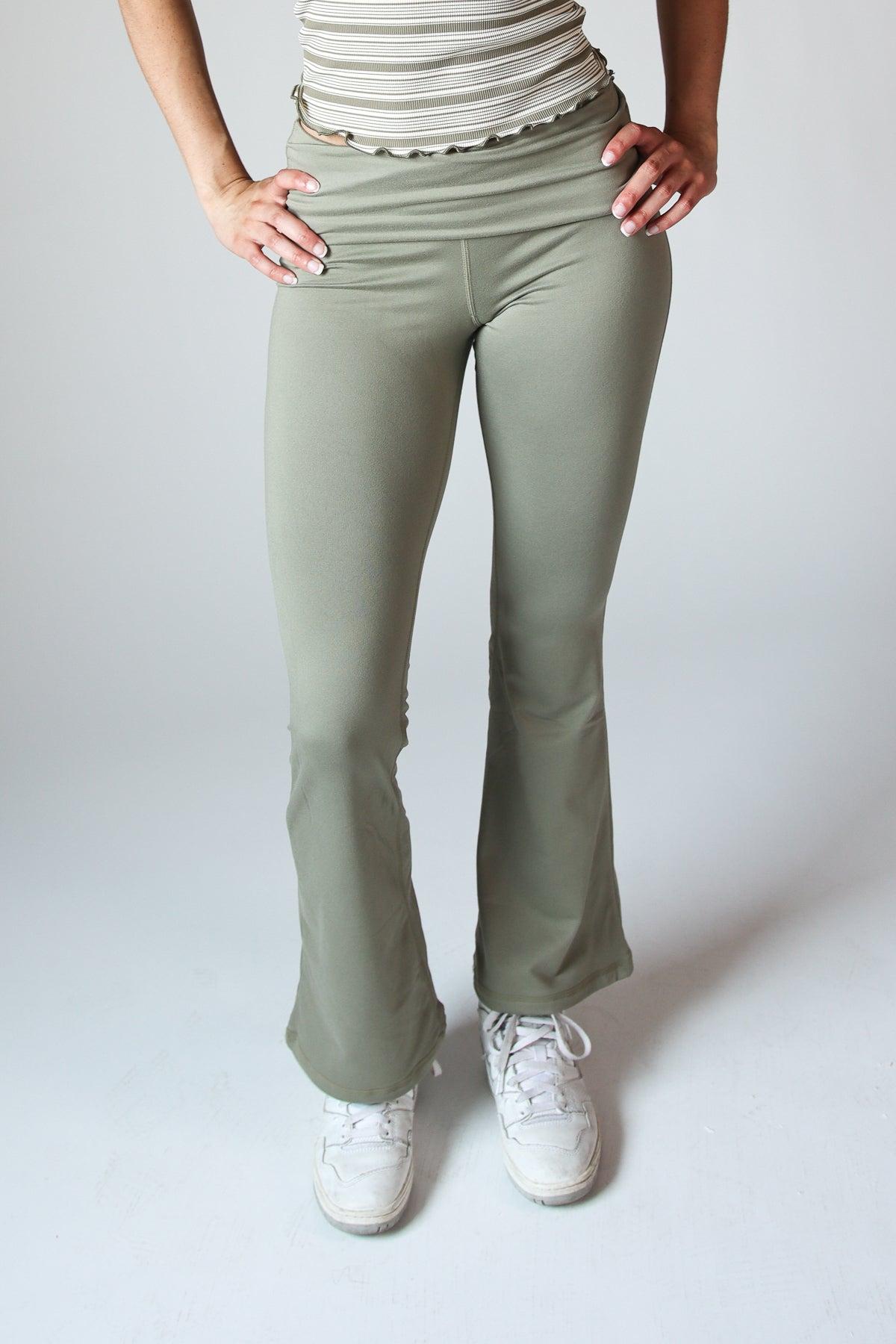 Fold Over Fleece Lined Flare Leggings Product Image