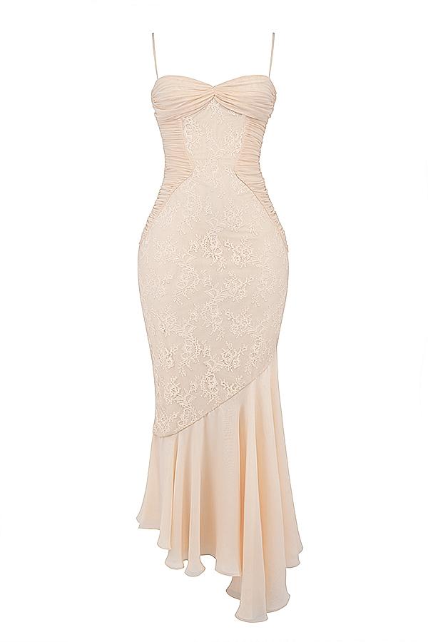 Felicia  vanilla chiffon & lace gown - sale Product Image