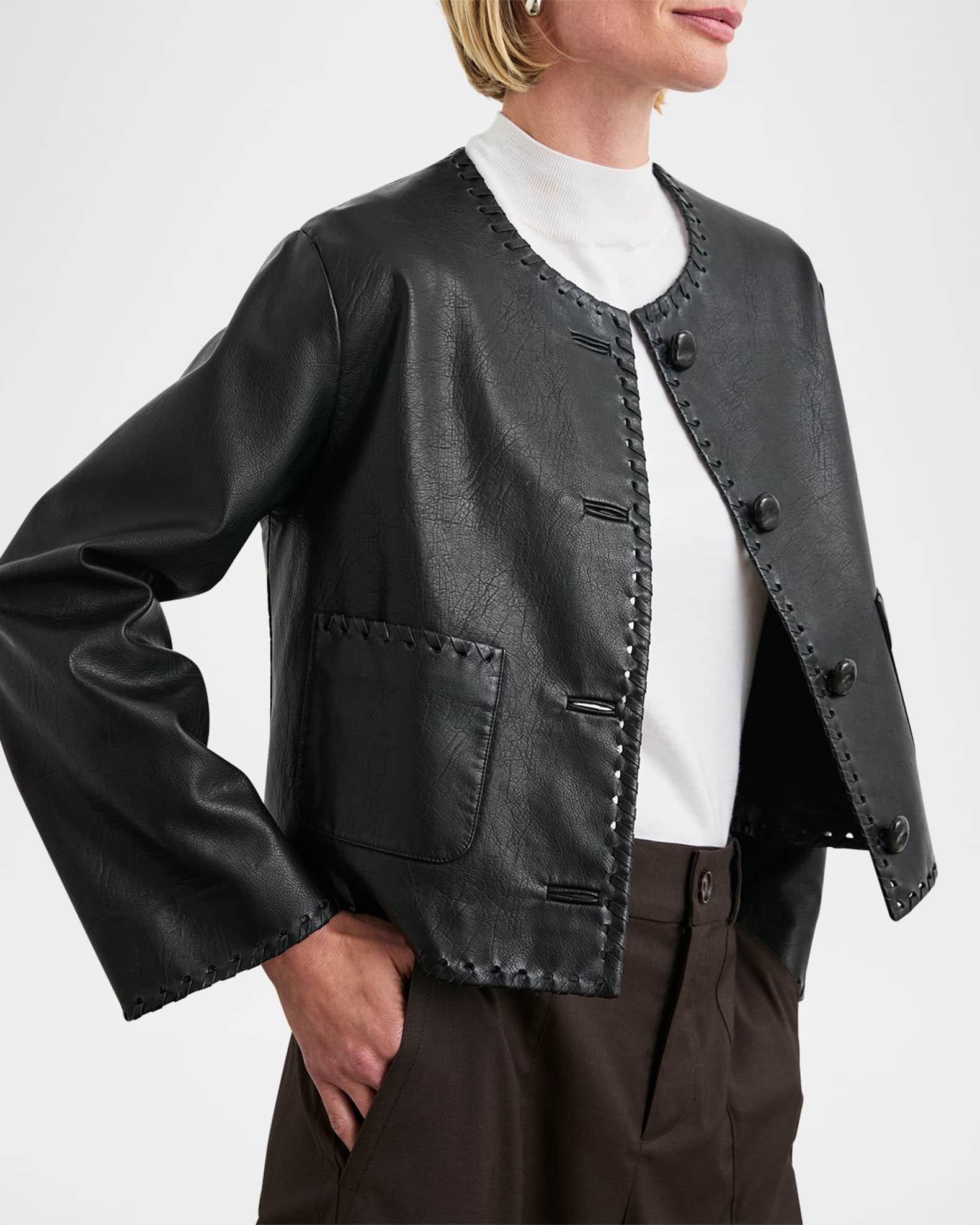Nevina Whipstitch Faux Leather Jacket  Product Image
