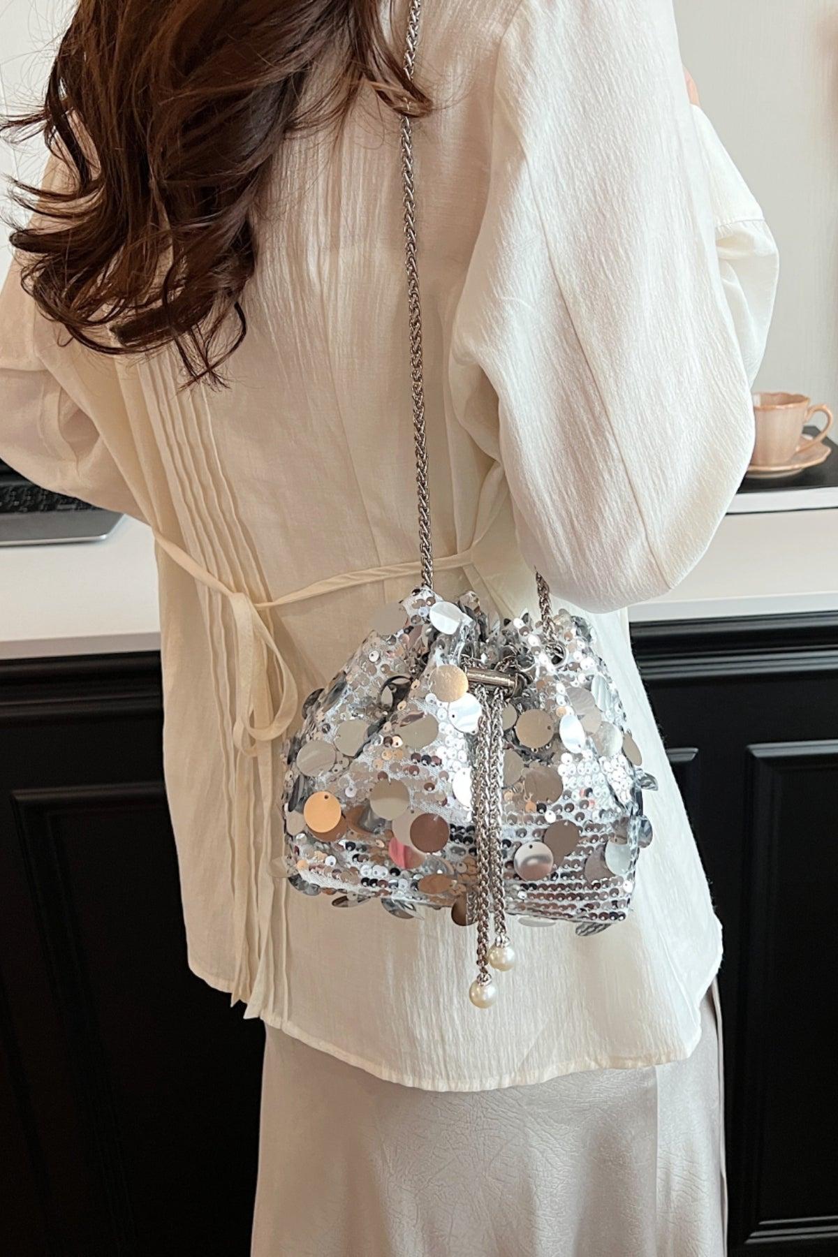 Drawstring Sequin Crossbody Bag Product Image