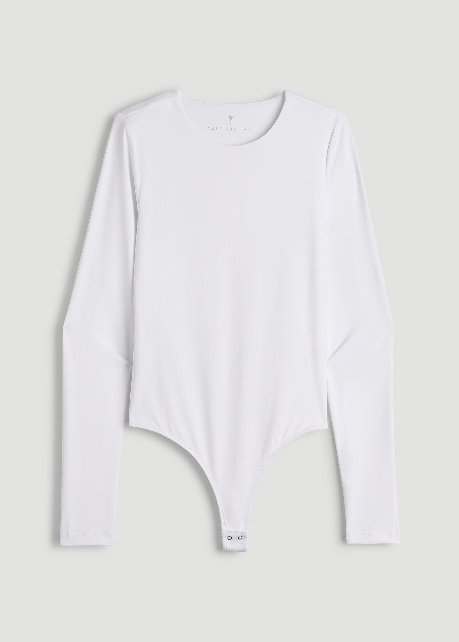 Long Sleeve Bodysuit for Tall Women in Bright White Female Product Image