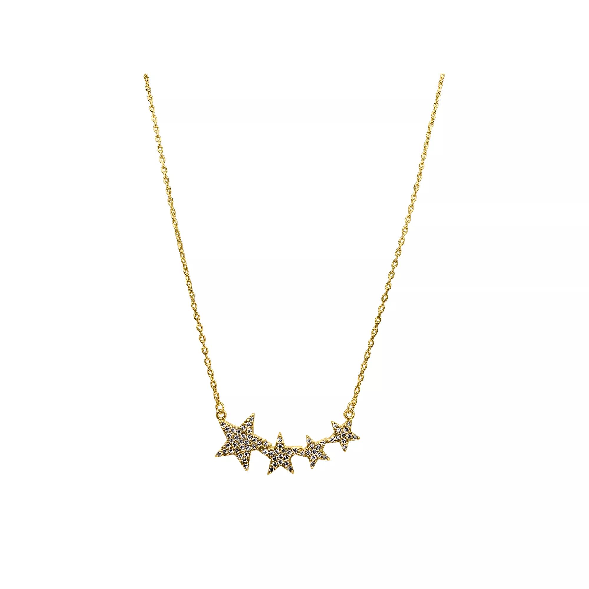 Adornia 14k Gold Plated Cubic Zirconia Starburst Necklace, Women's, Size: 18", Gold Tone Product Image