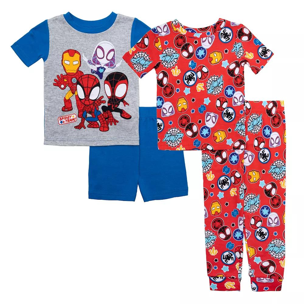 Toddler Boys Spider-Man "Spidey Team" Pajama Shirts, Pajama Pants and Pajama Shorts 4-Piece Set, Toddler Boy's,  Product Image