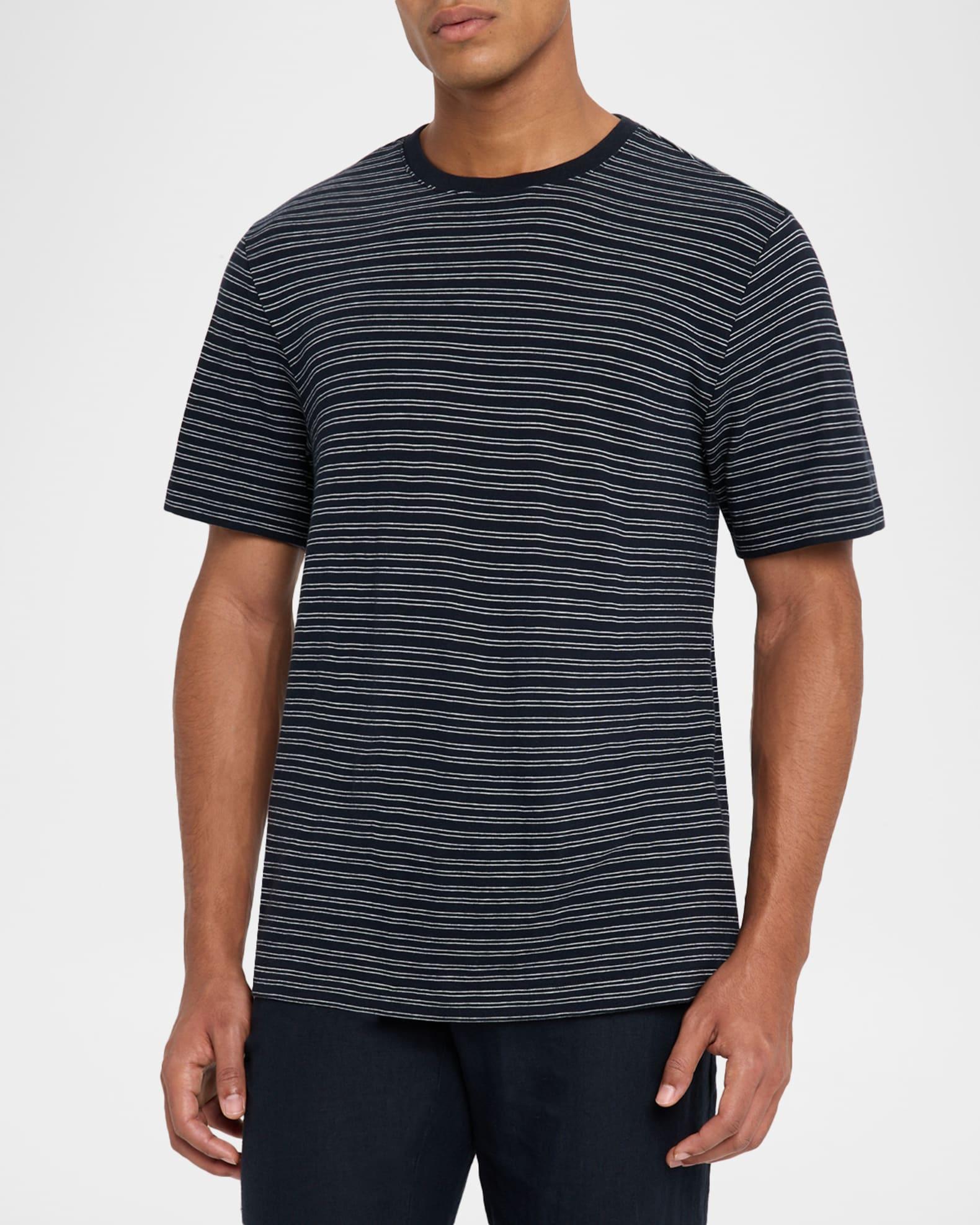 Men's Cotton Thin Stripe Crewneck T-Shirt Product Image