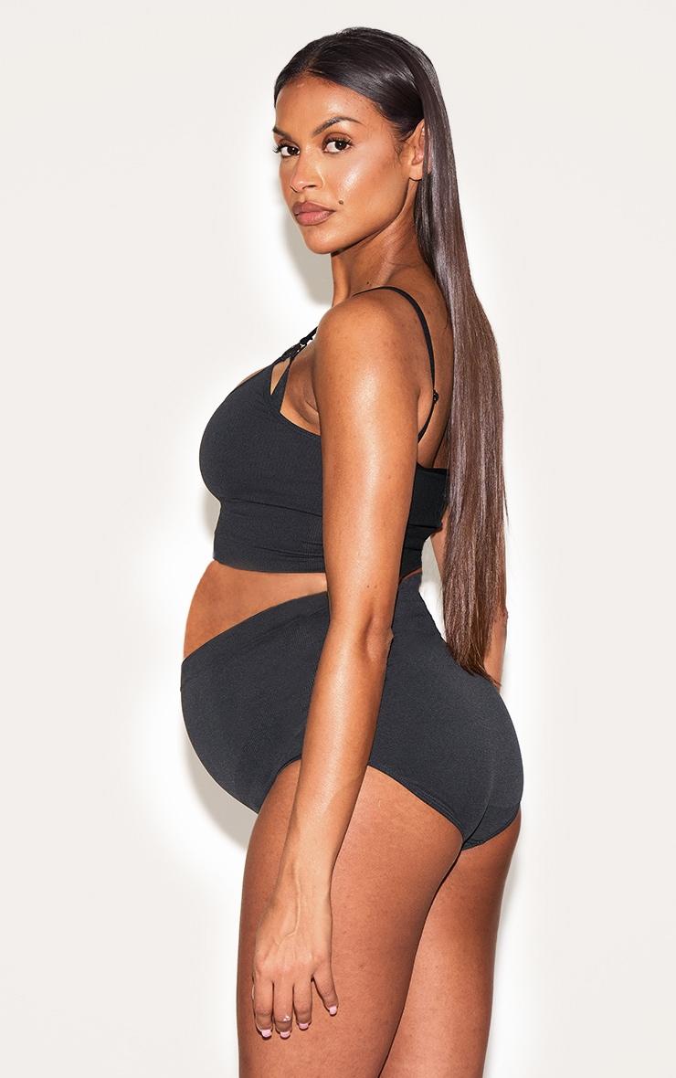 Maternity Black Seamless Strappy Nursing Bra Product Image