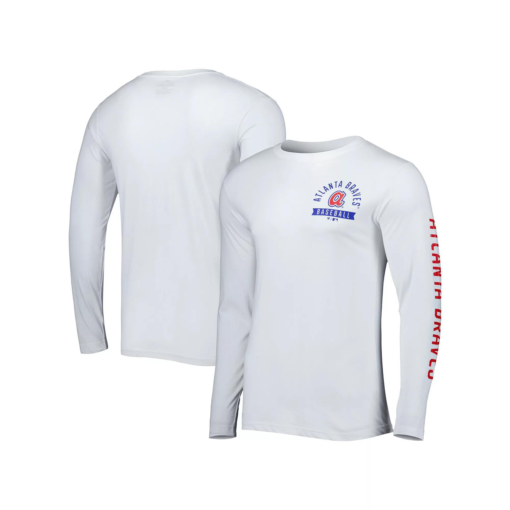 Men's Fanatics Branded White Atlanta Braves Pressbox Long Sleeve T-Shirt,  Product Image