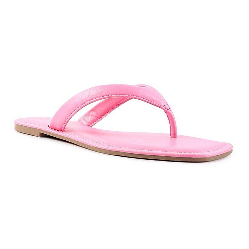 London Rag Women's Rera Square-Toe Thong Slide Sandals,  Product Image