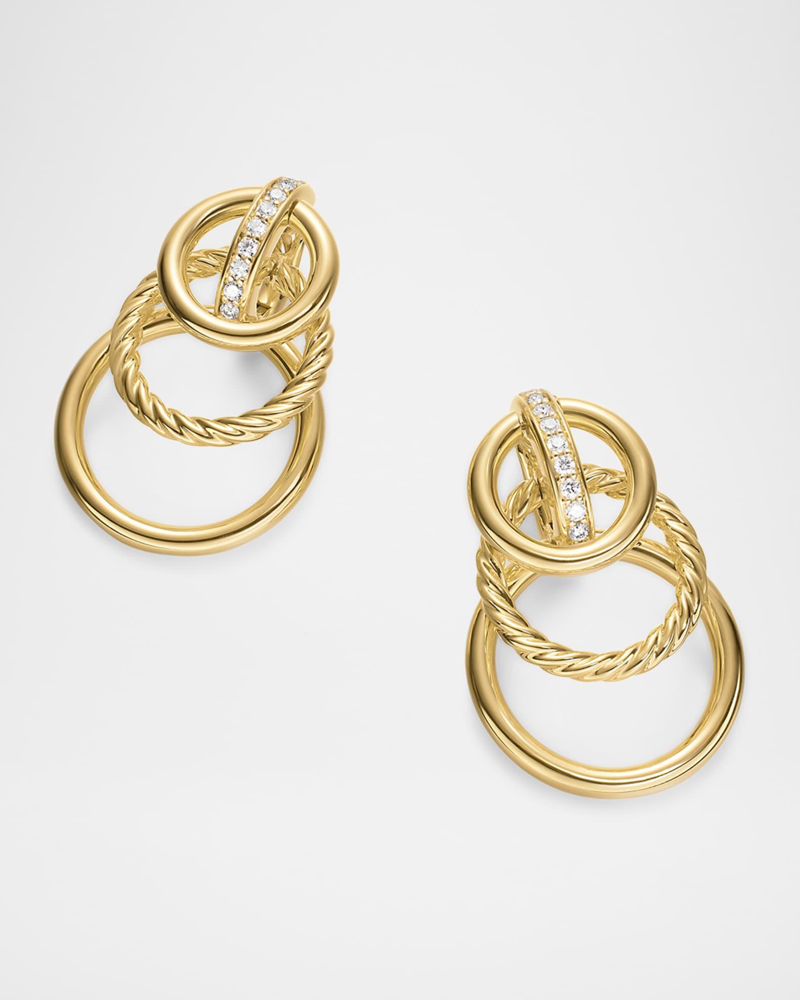 DY Mercer Triple Ring Earrings with Diamonds in 18K Gold, 35mm Product Image