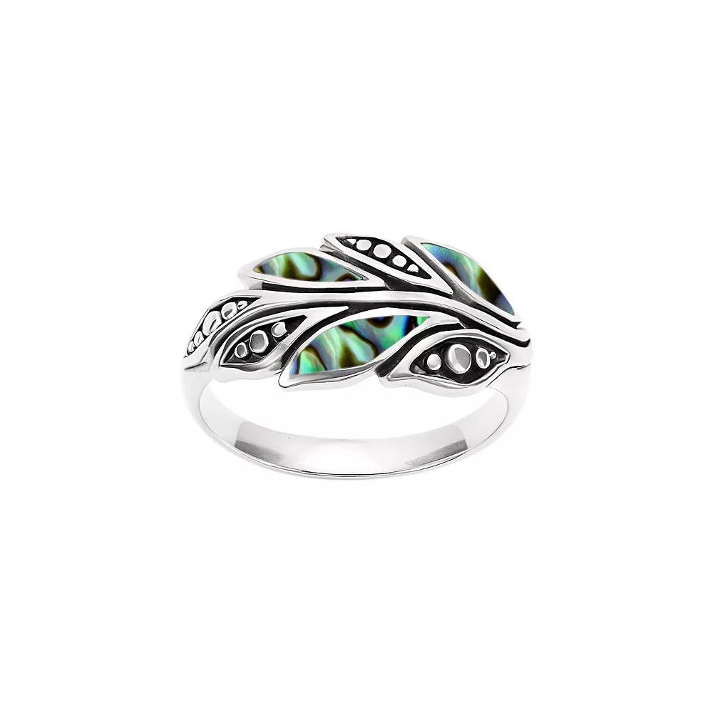 Athra NJ Inc Sterling Silver Oxidized Abalone Leaf Ring, Women's, Size: 6 Product Image