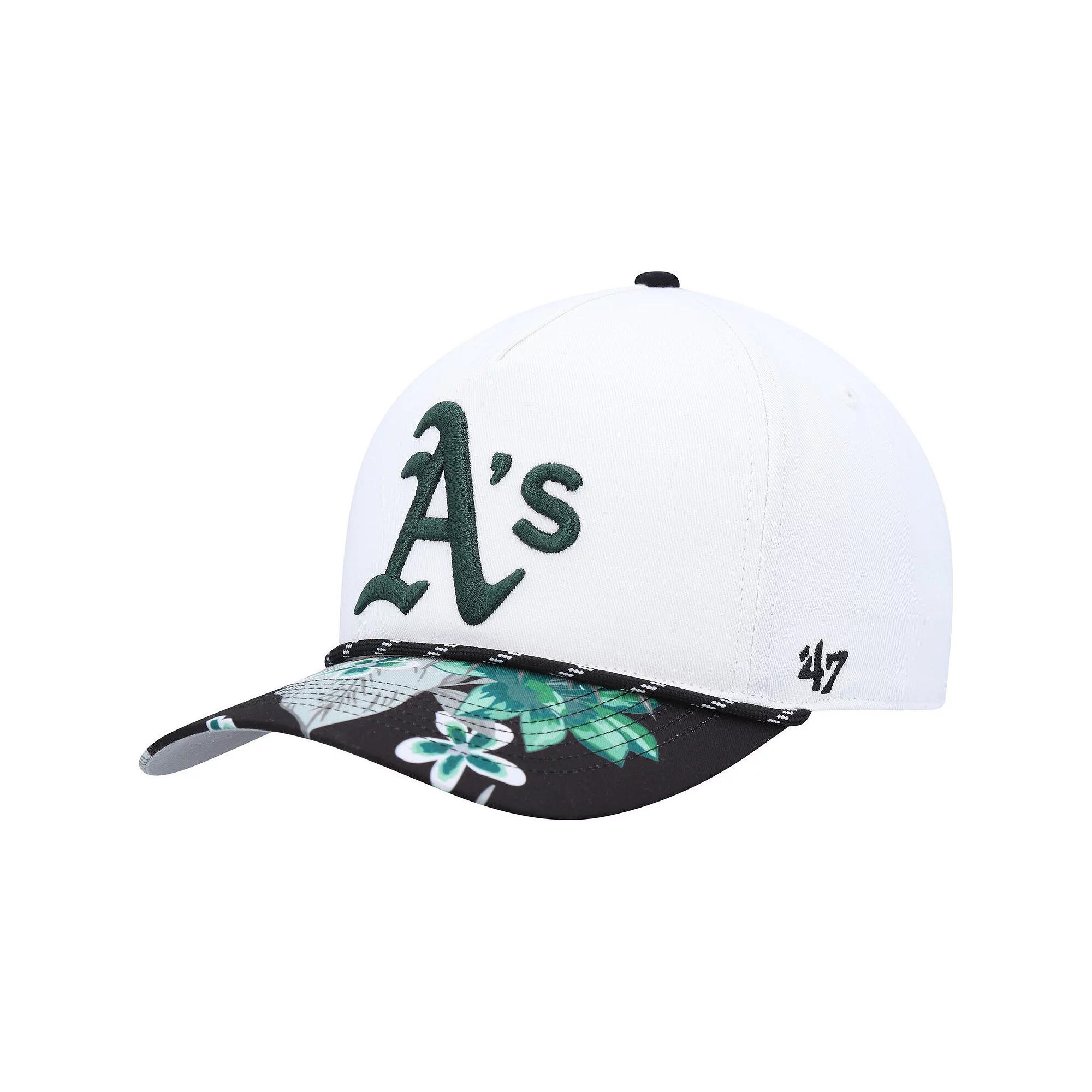 Men's '47 White Oakland Athletics Dark Tropic Hitch Snapback Hat Product Image