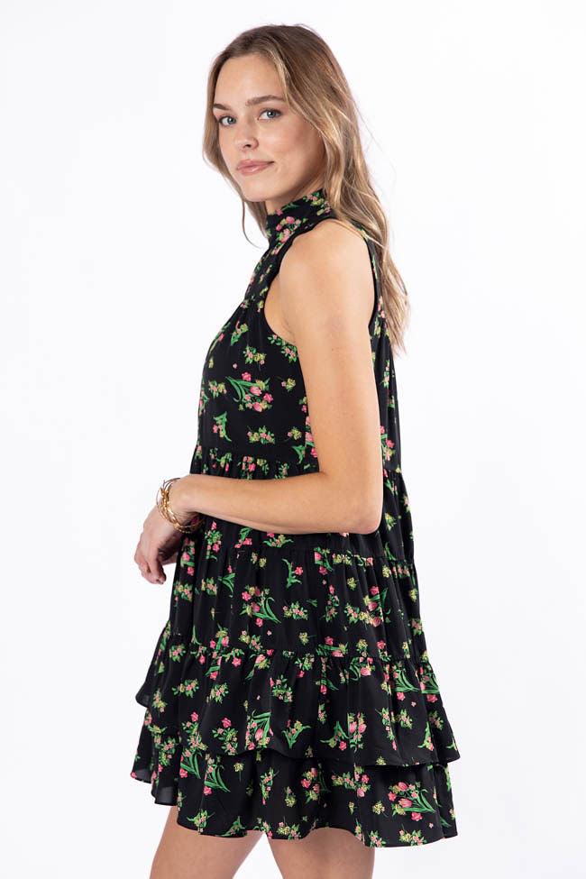Called It Black Floral Print Mini Dress FINAL SALE Product Image