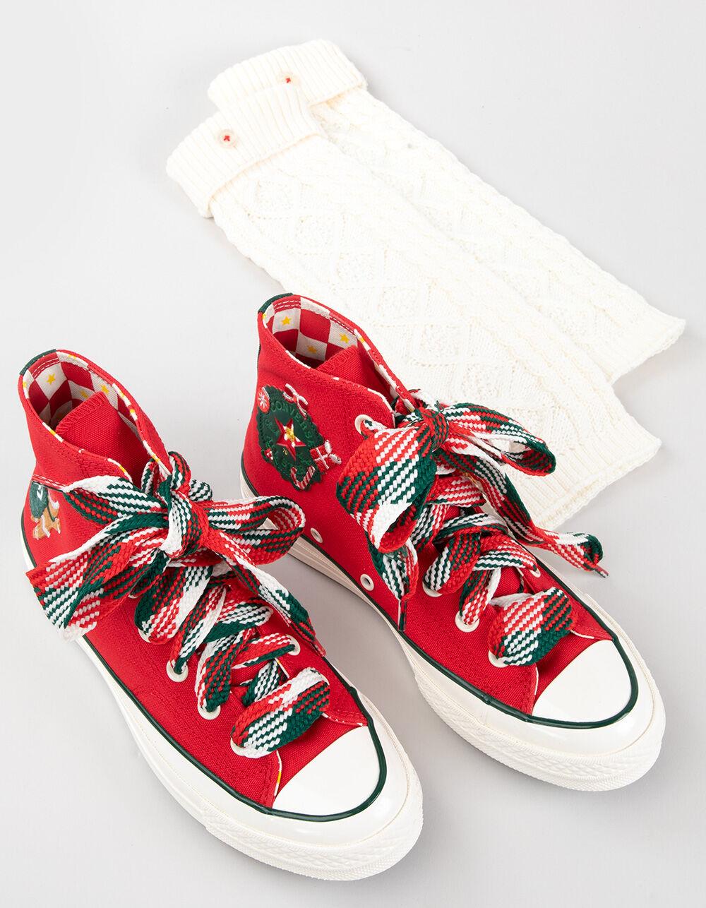 CONVERSE Chuck 70 Christmas High Top Womens Shoes - GREEN Product Image