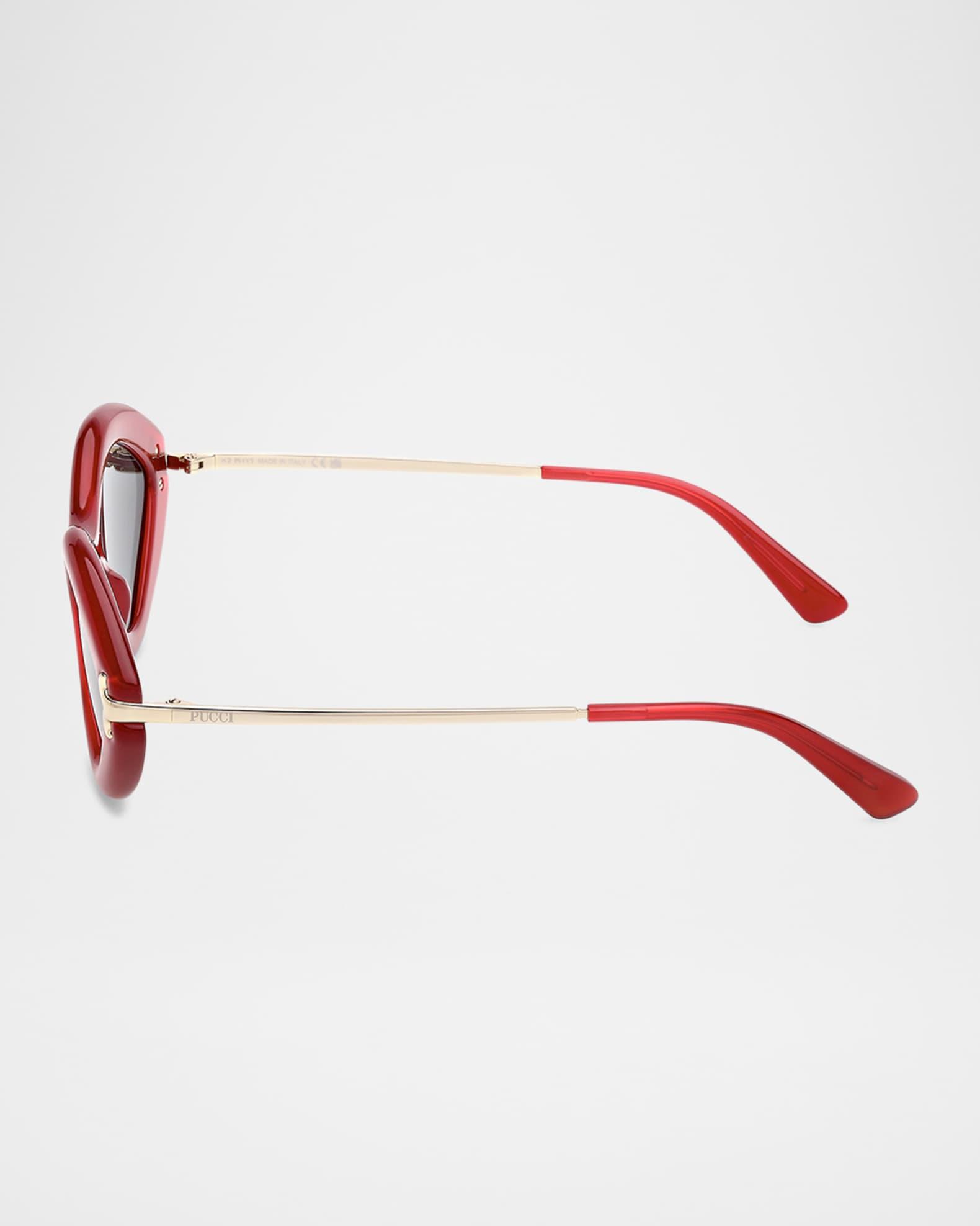 Logo Acetate & Metal Oval Sunglasses  Product Image