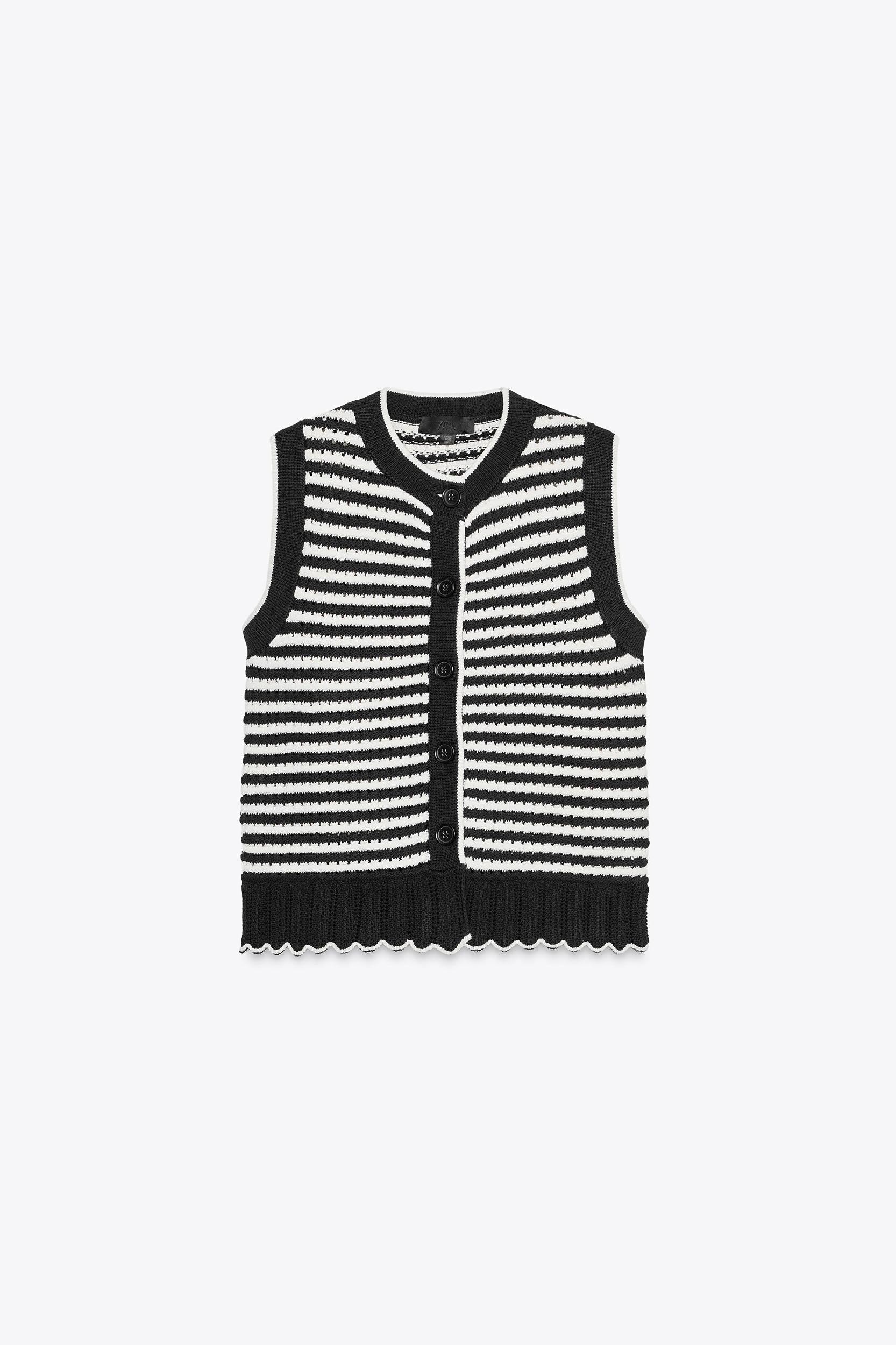STRIPED KNIT VEST TOP Product Image
