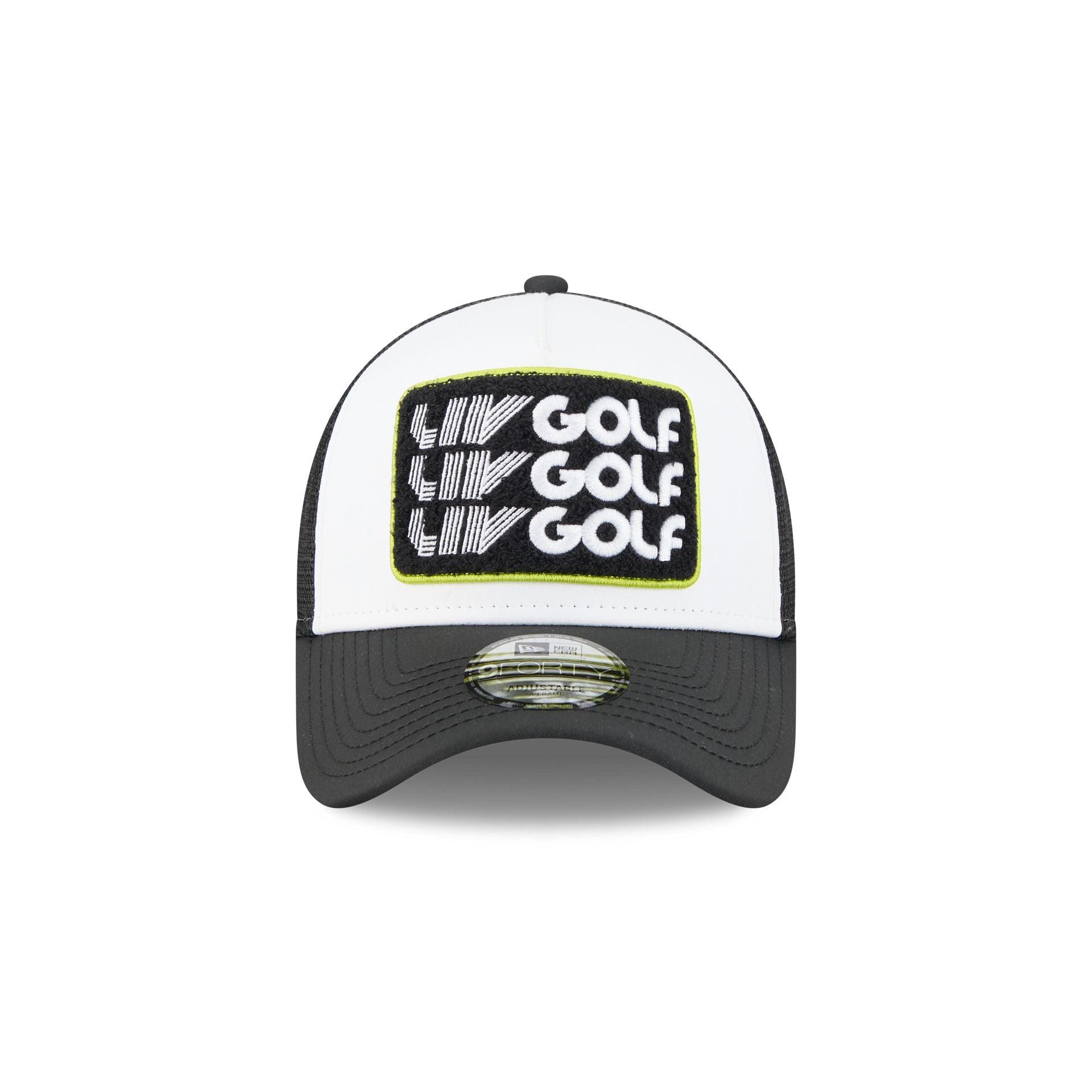 LIV Golf White 9FORTY A-Frame Trucker Hat Male Product Image