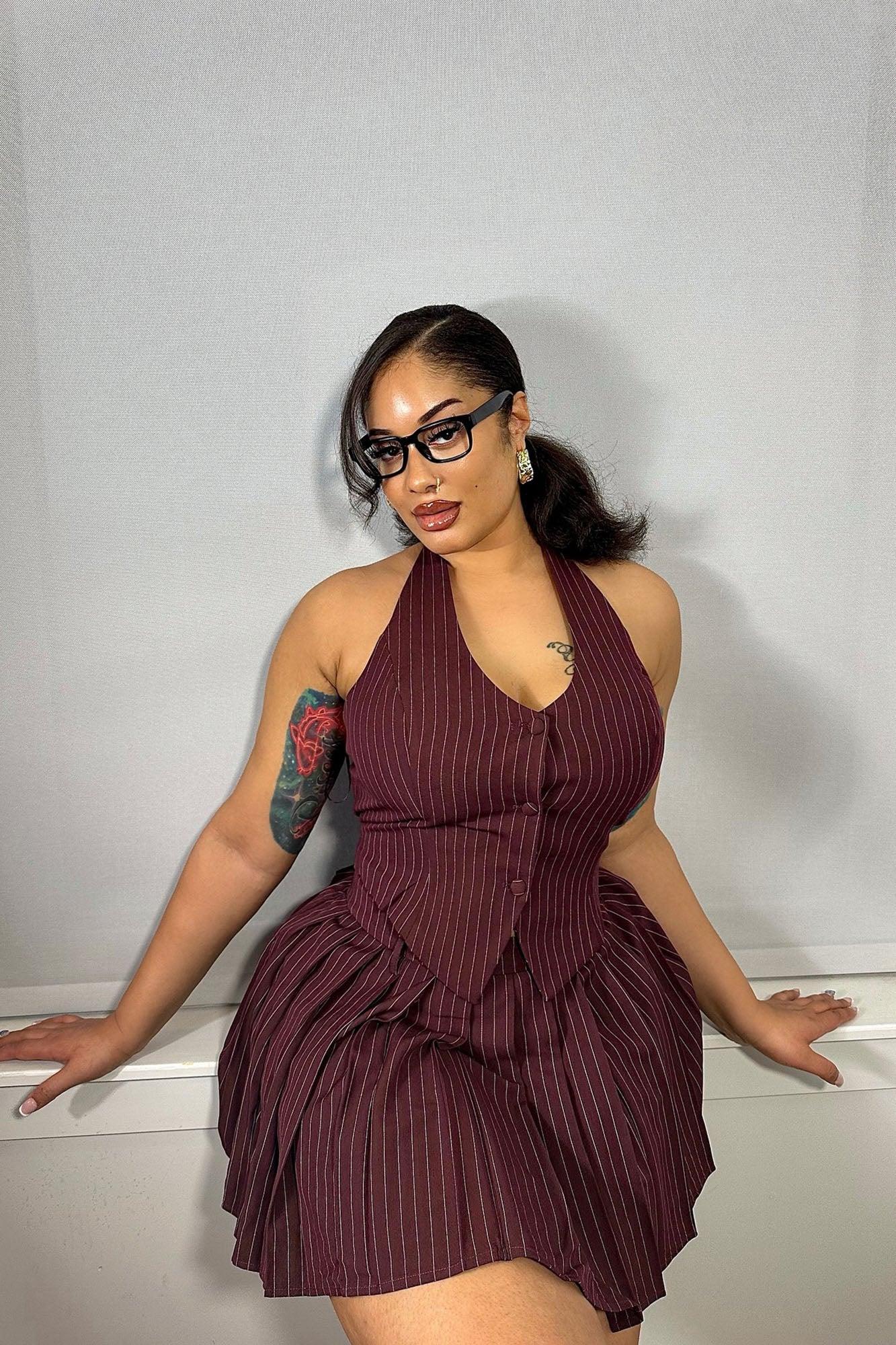 Seriously Sexy Skort Set - Burgundy Product Image