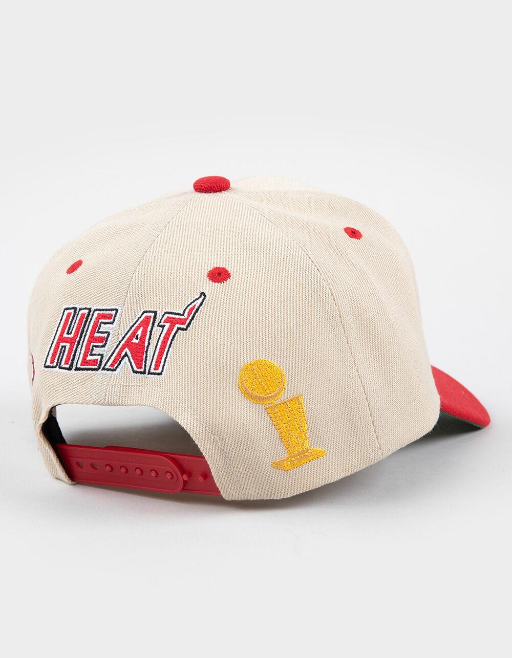 MITCHELL & NESS Miami Heat Pro Crown Snapback Hat - OATMEAL Product Image