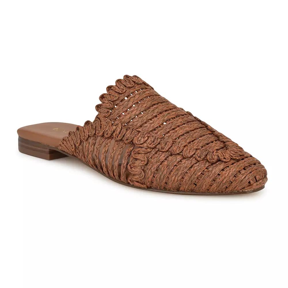 Nine West Campton Almond Toe Casual Slip-On Flat Mules, Women's, Size: 5.5, Dark Brown Product Image
