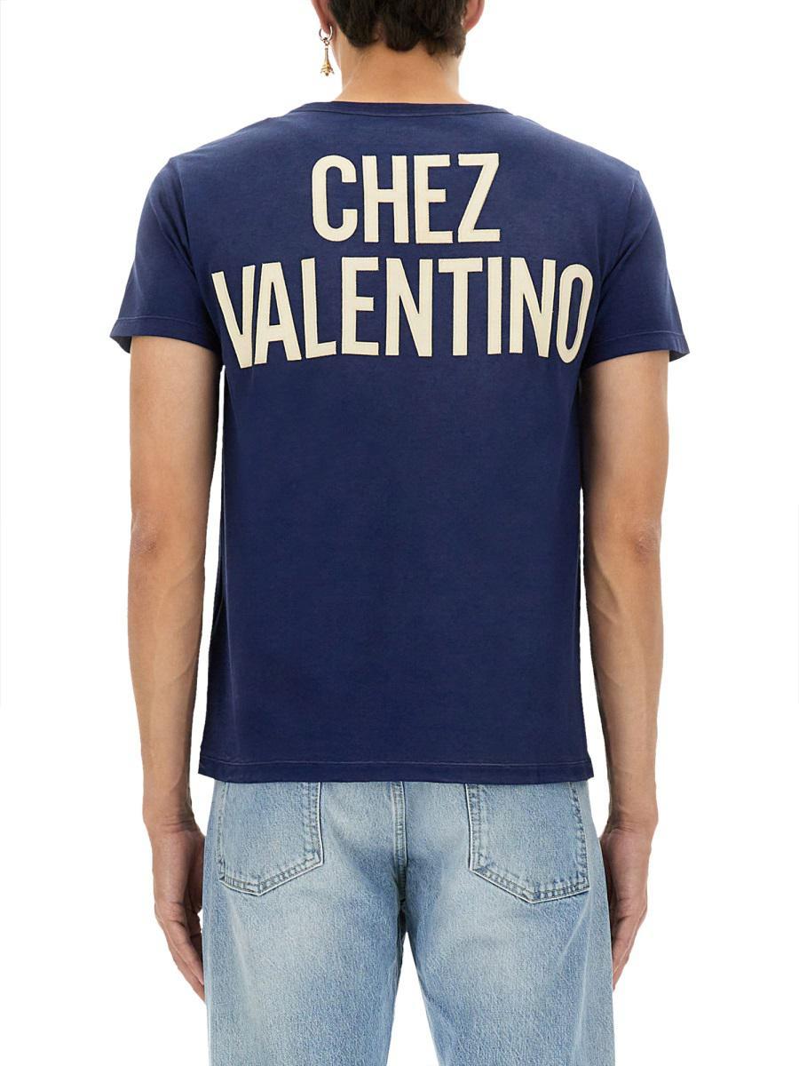 VALENTINO Garavani Navy Cotton T-shirt In Blue Product Image