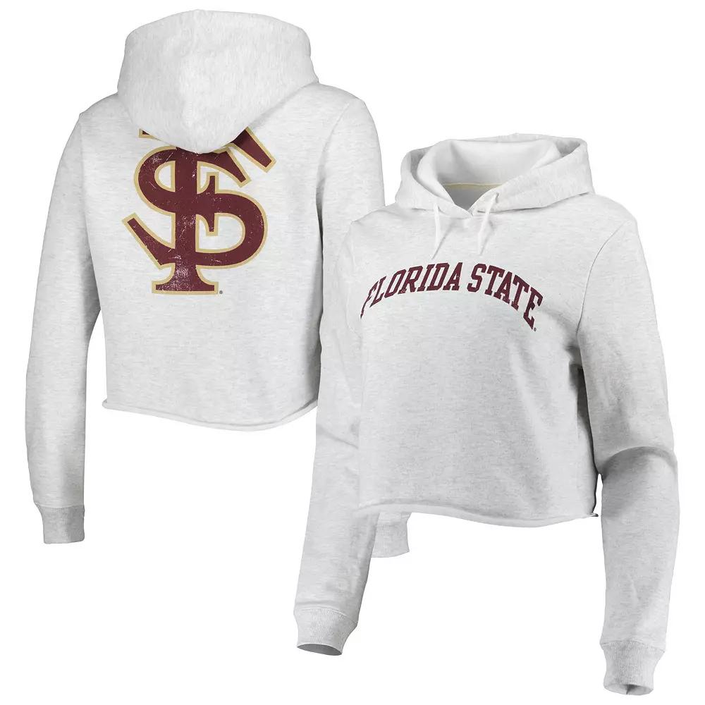 Women's League Collegiate Wear Ash Florida State Seminoles 2-Hit 1636 Cropped Pullover Hoodie,  Product Image