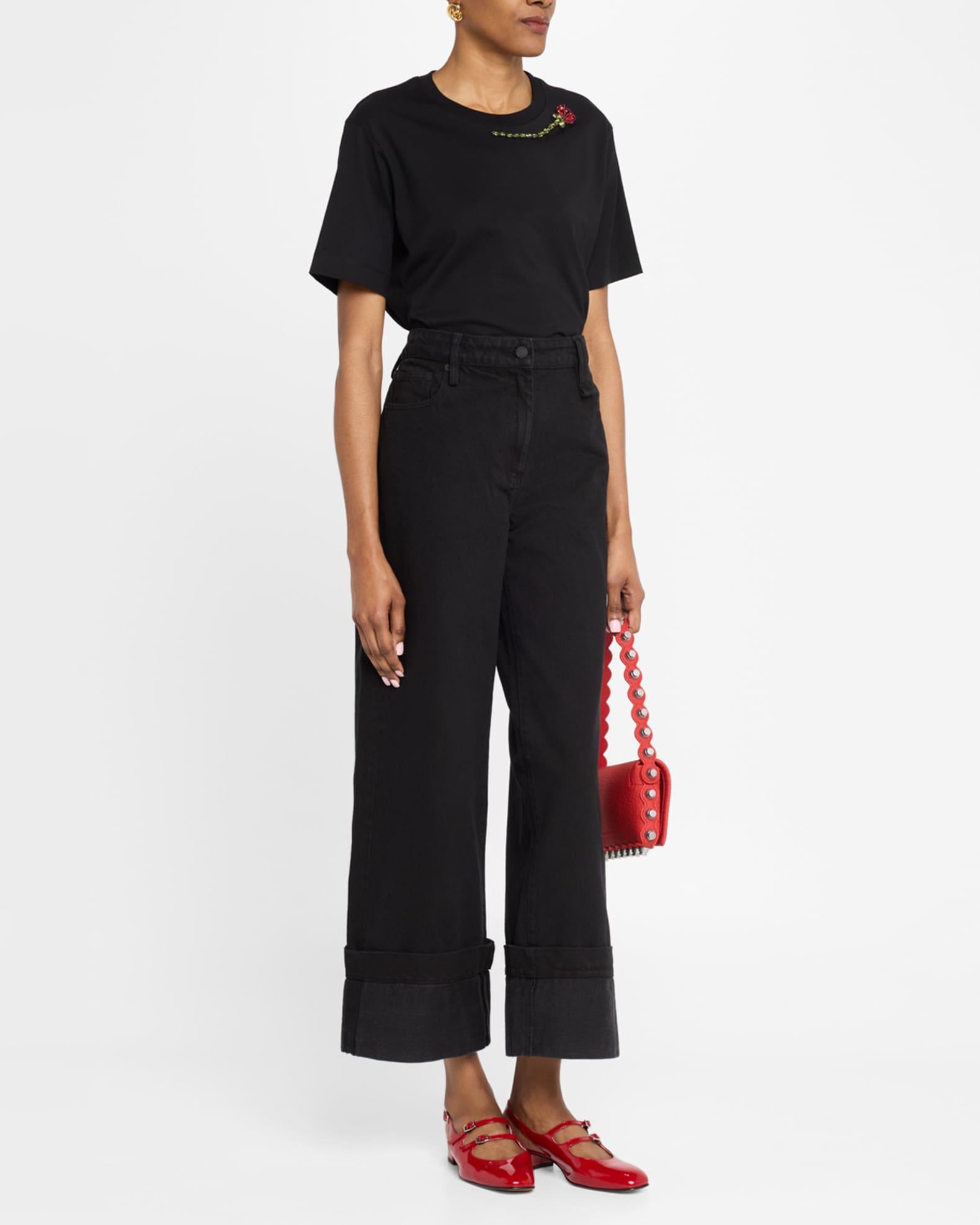 Straight-Leg Cuffed Boyfriend Jeans Product Image